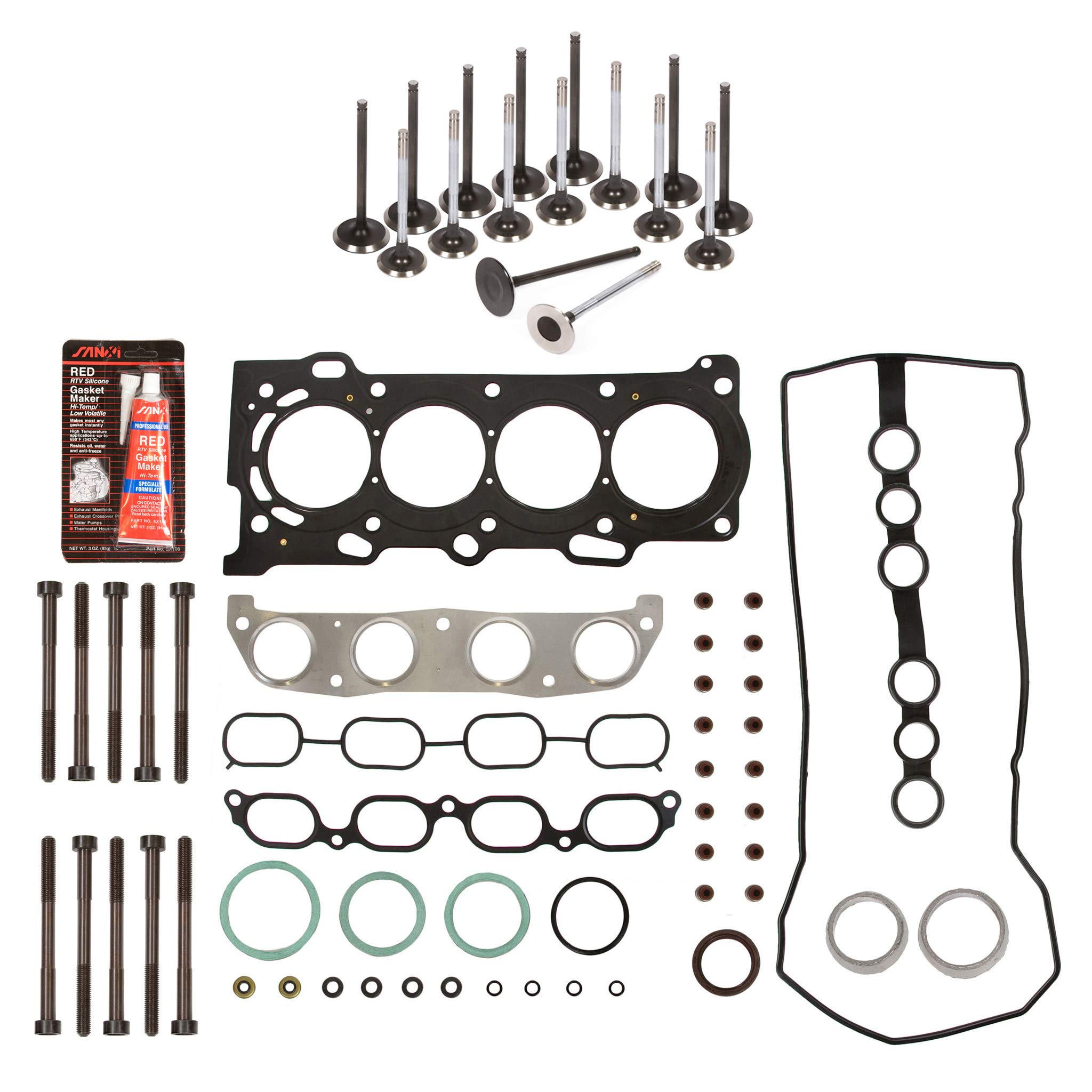 98-05 Toyota Chevrolet 1.8L DOHC 1ZZFE Head Gasket Set with Intake & Exhaust Valves - High Performance Engine Repair Kit for MA-4216952645 | Perfect for Engine Overhaul, Valve Replacement & Car Maintenance