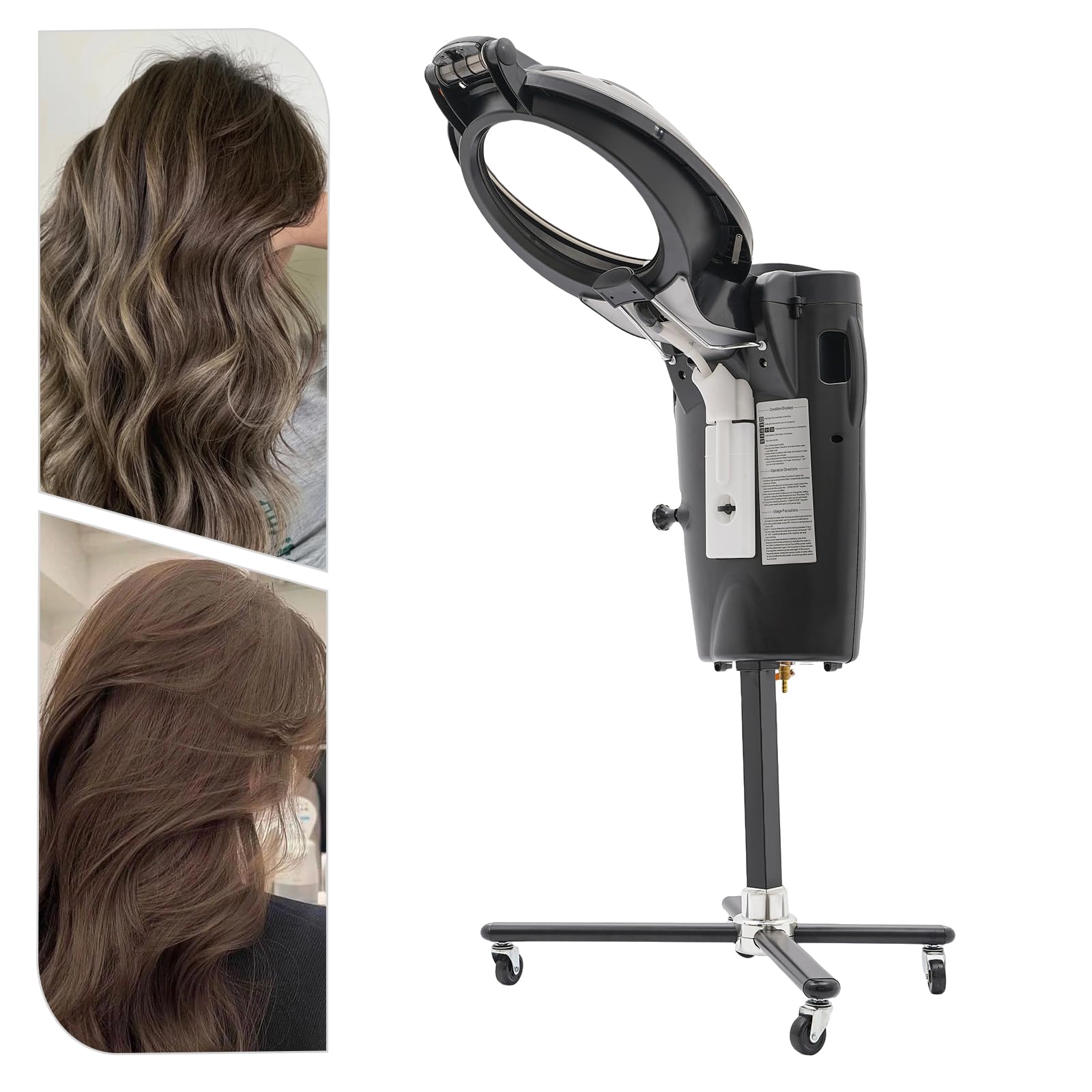 700W Professional Salon Hair Steamer with Micro Mist & 7-Color LED Lights - Hooded Standing Hair Dryer for Hair Coloring, Oil Treatment, Baking & Repair | Perfect for Salons, Home Use & Hair Care Treatments (Black)