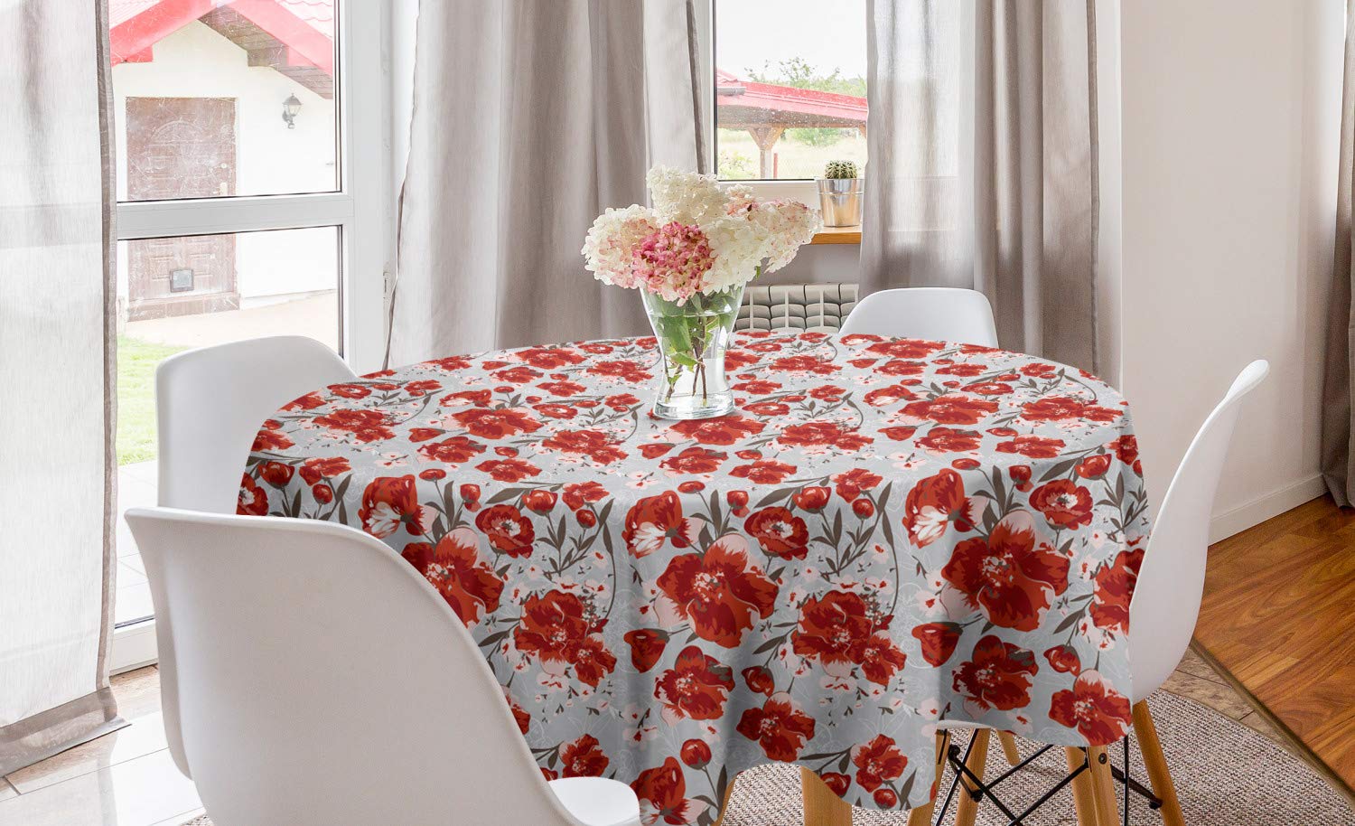 Ambesonne Floral Round Tablecloth 60