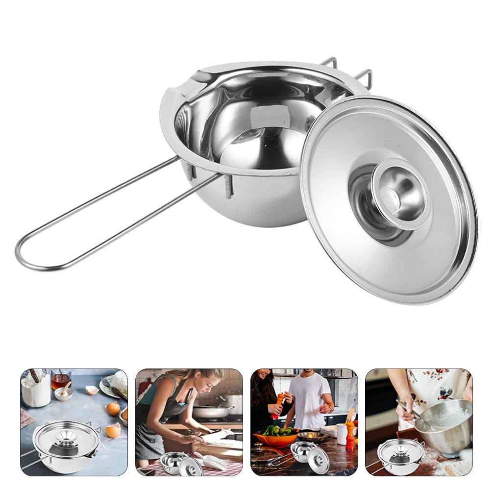 Hemoton 1-Piece Stainless Steel Chocolate Melting Pot with Handle - Non-Stick Butter Warmer, Candle Wax Melter for Cheese, Caramel & Candy Making - Perfect for Baking, DIY Candles & Chocolate Fondue