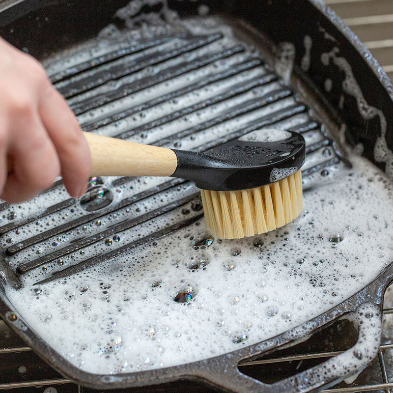 Lodge Cast Iron Scrub Brush - Heavy Duty Cleaning Brush for Cast Iron Pans, Griddles & Cookware - Perfect for Kitchen, Camping & Outdoor Cooking