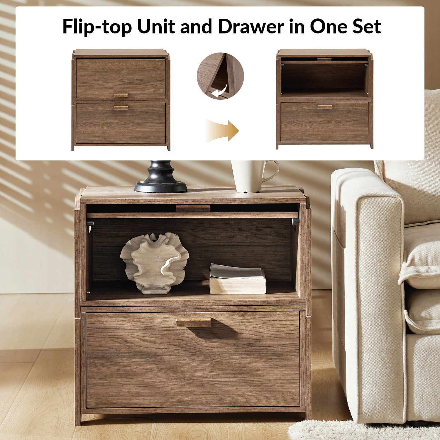 Modular Stackable Storage Drawers Nightstand with Flexible Organization - Hagen Space-Saving Bedside Organizer for Bedroom, Office & Dorm Room