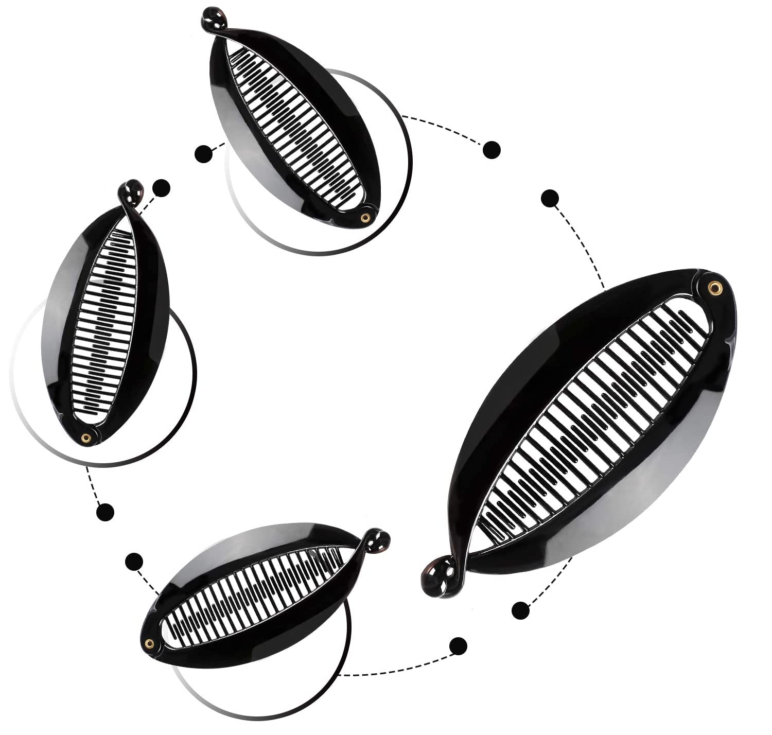 Nyamah Plastic Black Fish-Shaped Hair Clips - 3-Pack Ponytail Holders for Women & Girls | Hair Accessories for Swimming, Beach, and Everyday Use