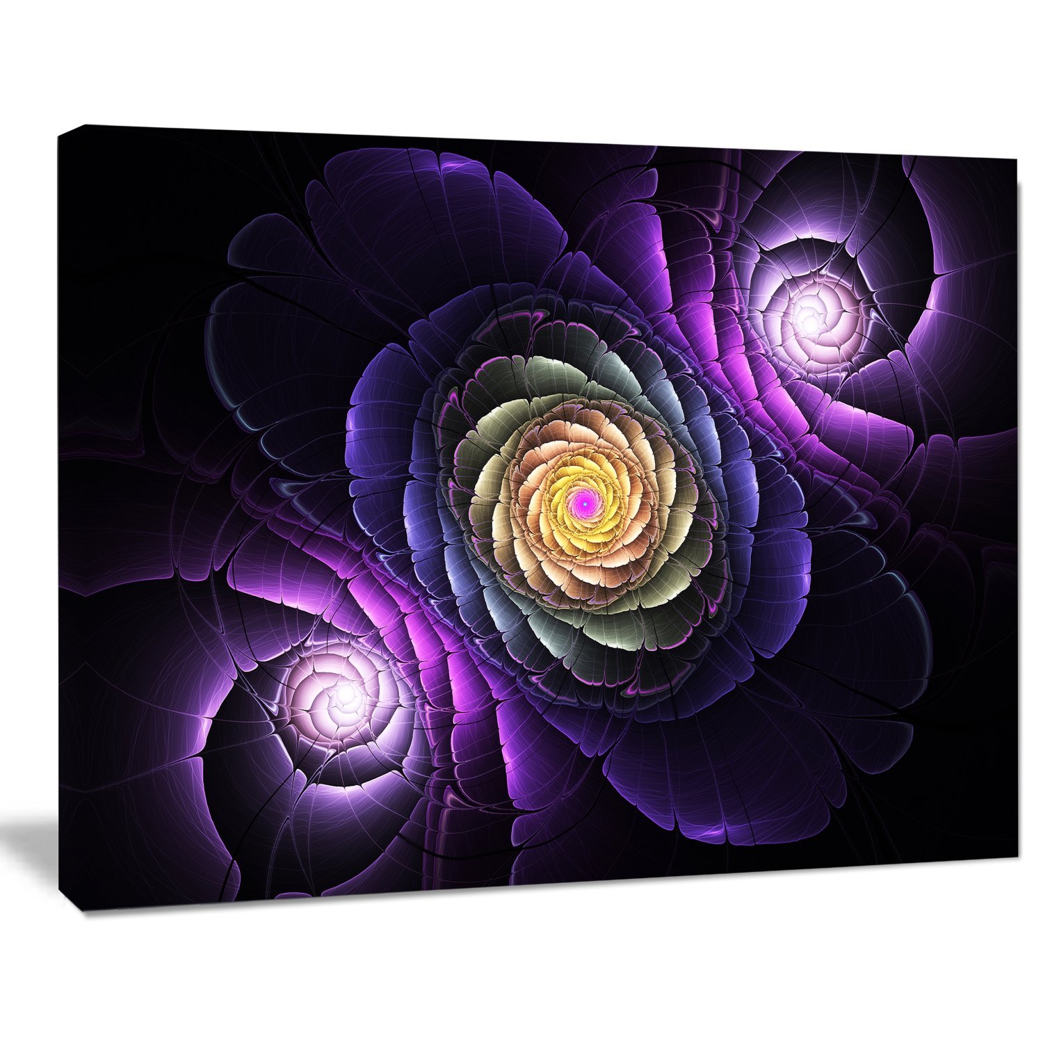 Vibrant Fractal Purple Flowers Digital Art Print - Large Canvas Wall Decor for Living Room, Bedroom & Office | Modern Abstract Floral Artwork