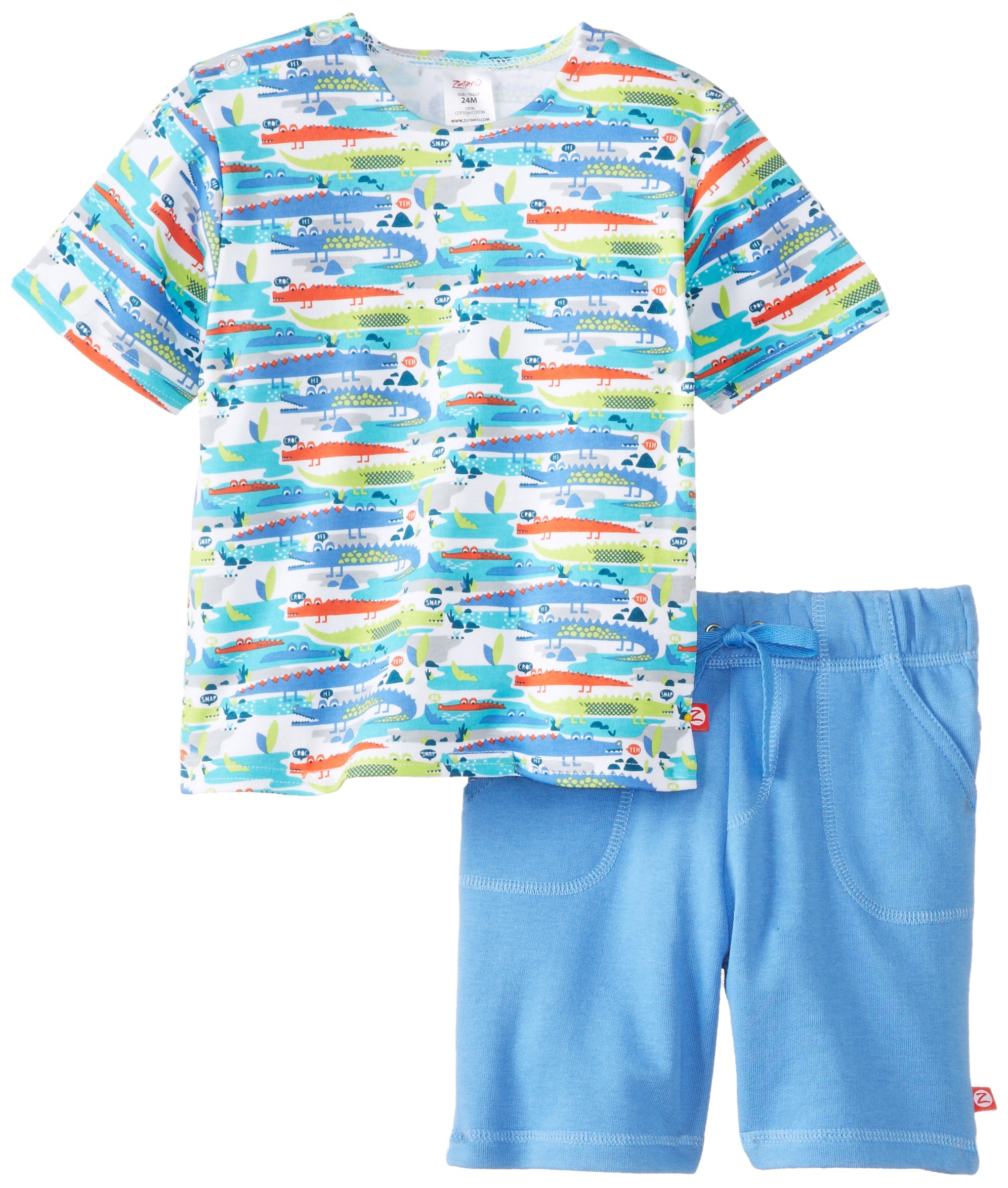 Zutano Baby Boys' Cotton Short Sleeve Tee & Terry Shorts Set - Soft Outfit for Playtime, Daycare & Summer Adventures