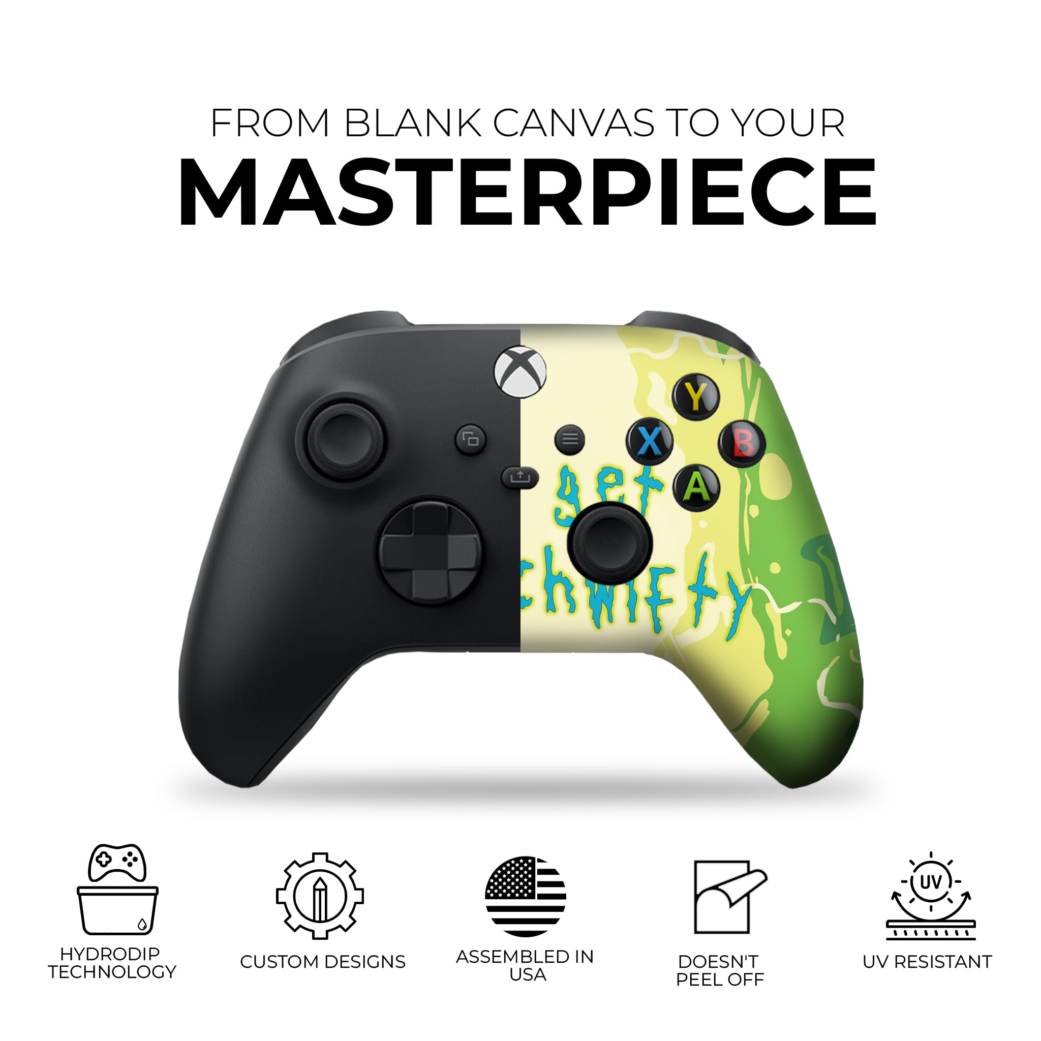 Custom Wireless Xbox Controller - Ricky & Morty Schwifty Design | Compatible with Xbox One & Series X/S | Hydro-Dip Printed in USA (Not Just a Skin) | Perfect for Gaming, Collecting & Fan Gifts