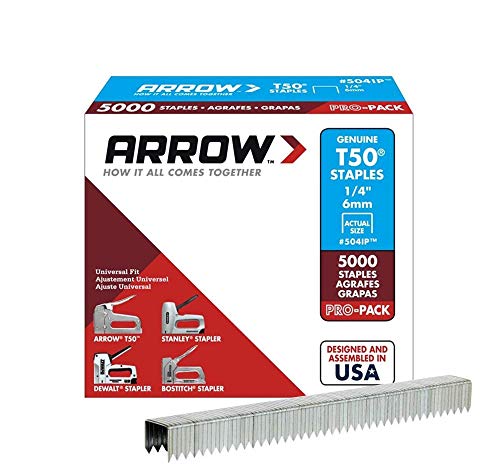 Arrow Fastener 504IP Genuine T50 1/4-Inch Staples - 4 Pack (20,000 Staples Total) - Heavy Duty Staples for Upholstery, Carpentry & DIY Projects