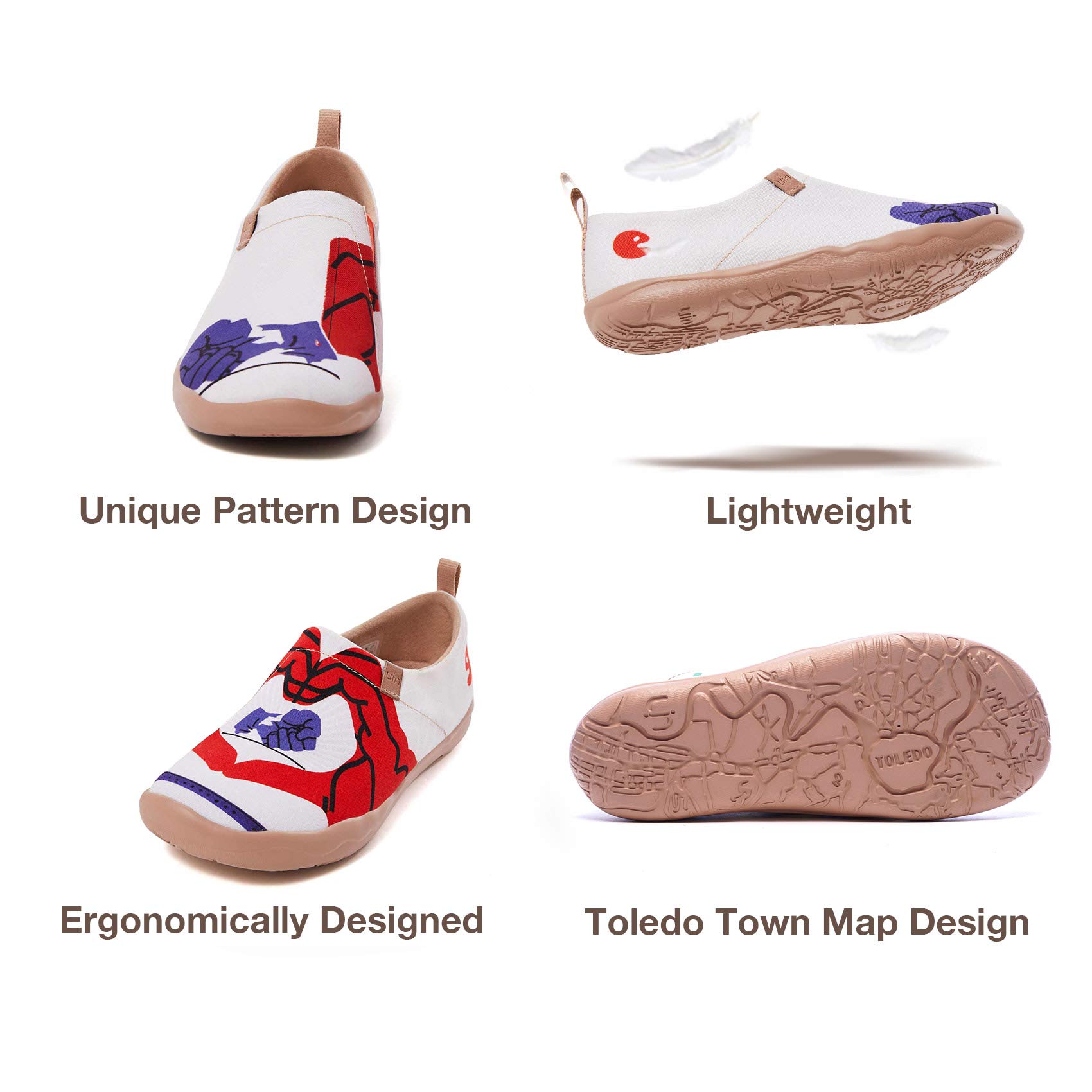 UIN Women's Slip-On Sneakers - Comfortable Knit Loafers with Artistic Painting | Soft Walking Shoes for Women | Perfect for Casual Outings, Travel & Everyday Wear