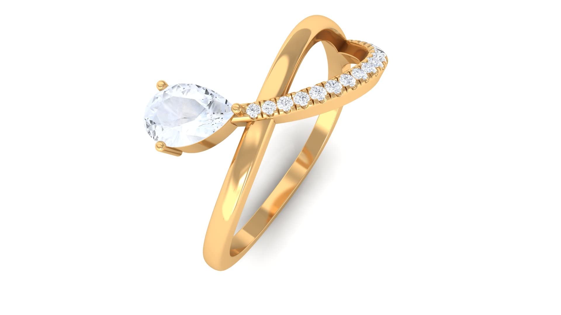 14K Solid Gold Moonstone Promise Ring with Diamond for Women | Infinity Design | Contemporary Elegance | Perfect for Anniversaries, Engagements & Special Occasions