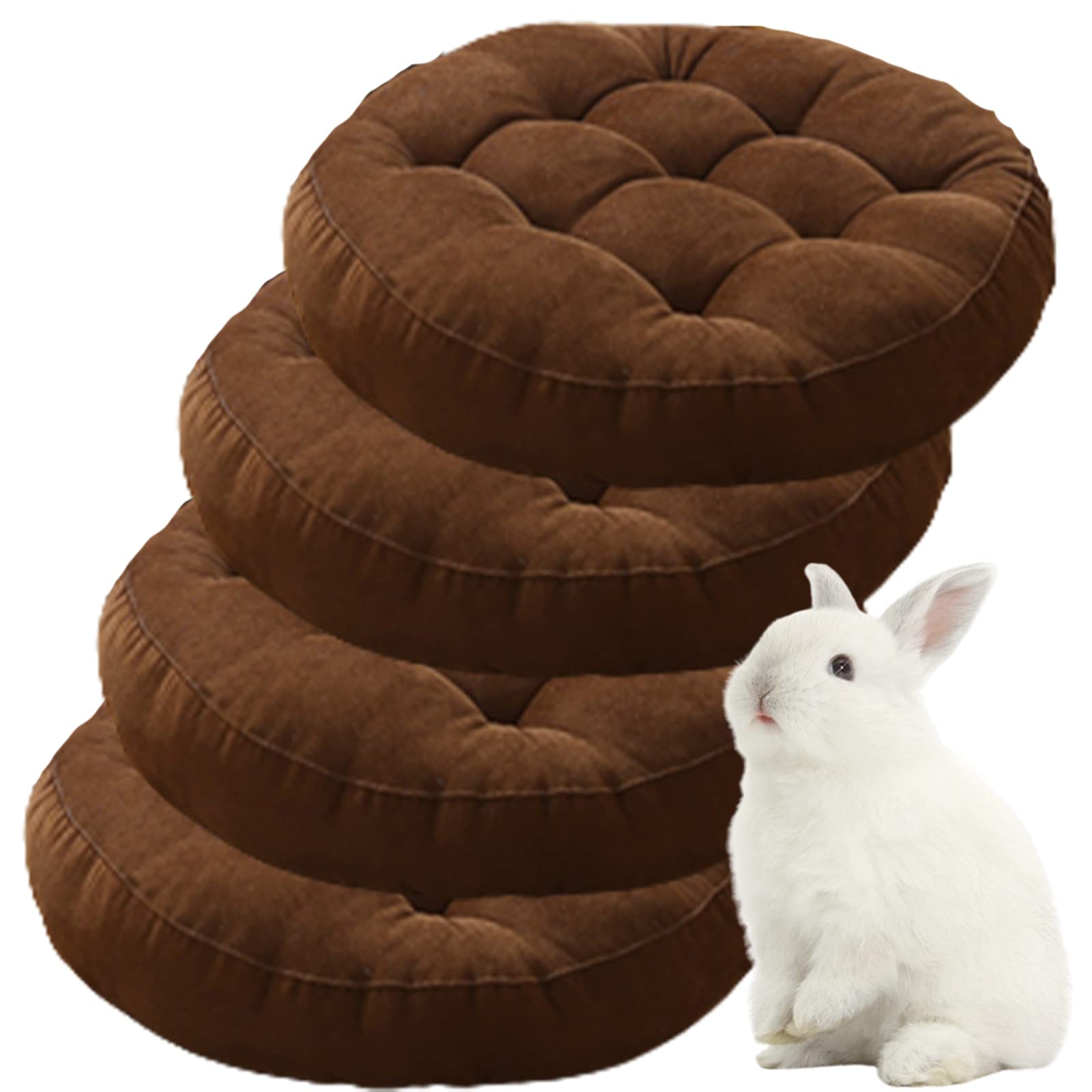 Round Chair Cushions Set of 4 - 21 Inch Indoor Outdoor Floor Pillows for Patio Furniture, Sofa, Balcony, Yoga & Meditation - Waterproof & Durable Seat Cushions (Brown) - Perfect for Lounging, Relaxing, and Outdoor Gatherings