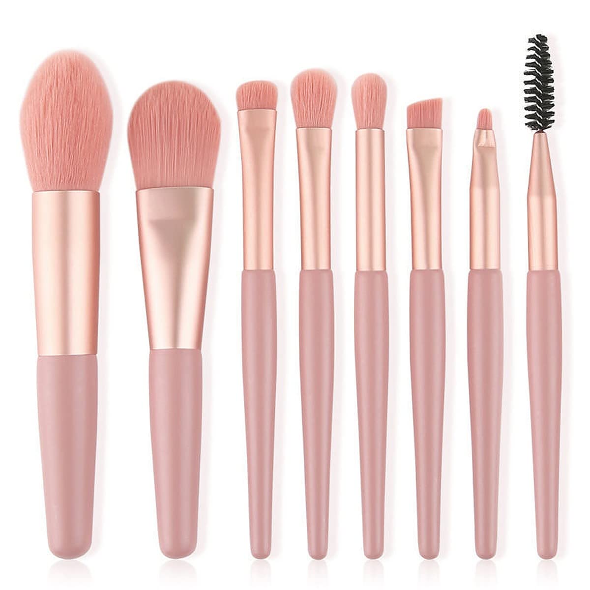Wolpin 8-Piece Makeup Brush Set - Synthetic Bristle Foundation, Eyeshadow, Blush & Powder Brushes with PU Travel Case - Perfect for Professional Makeup Artists & Home Beauty Routines
