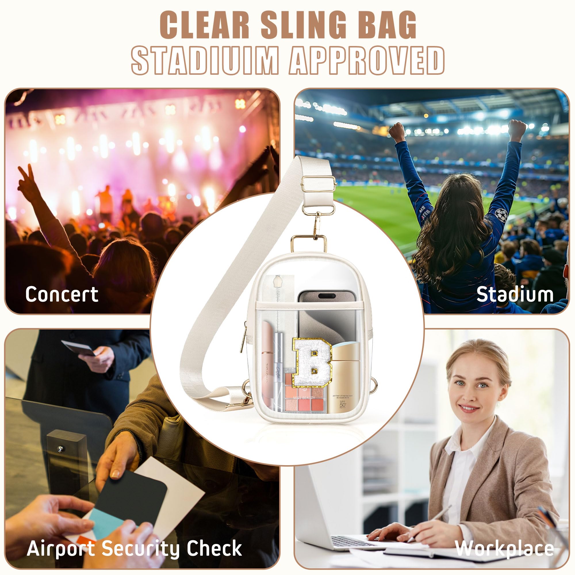 Clear Sling Bag for Women - Adjustable Crossbody Fanny Pack, Stadium Approved Transparent Chest Bag | Perfect for Concerts, Festivals, Travel & Outdoor Activities