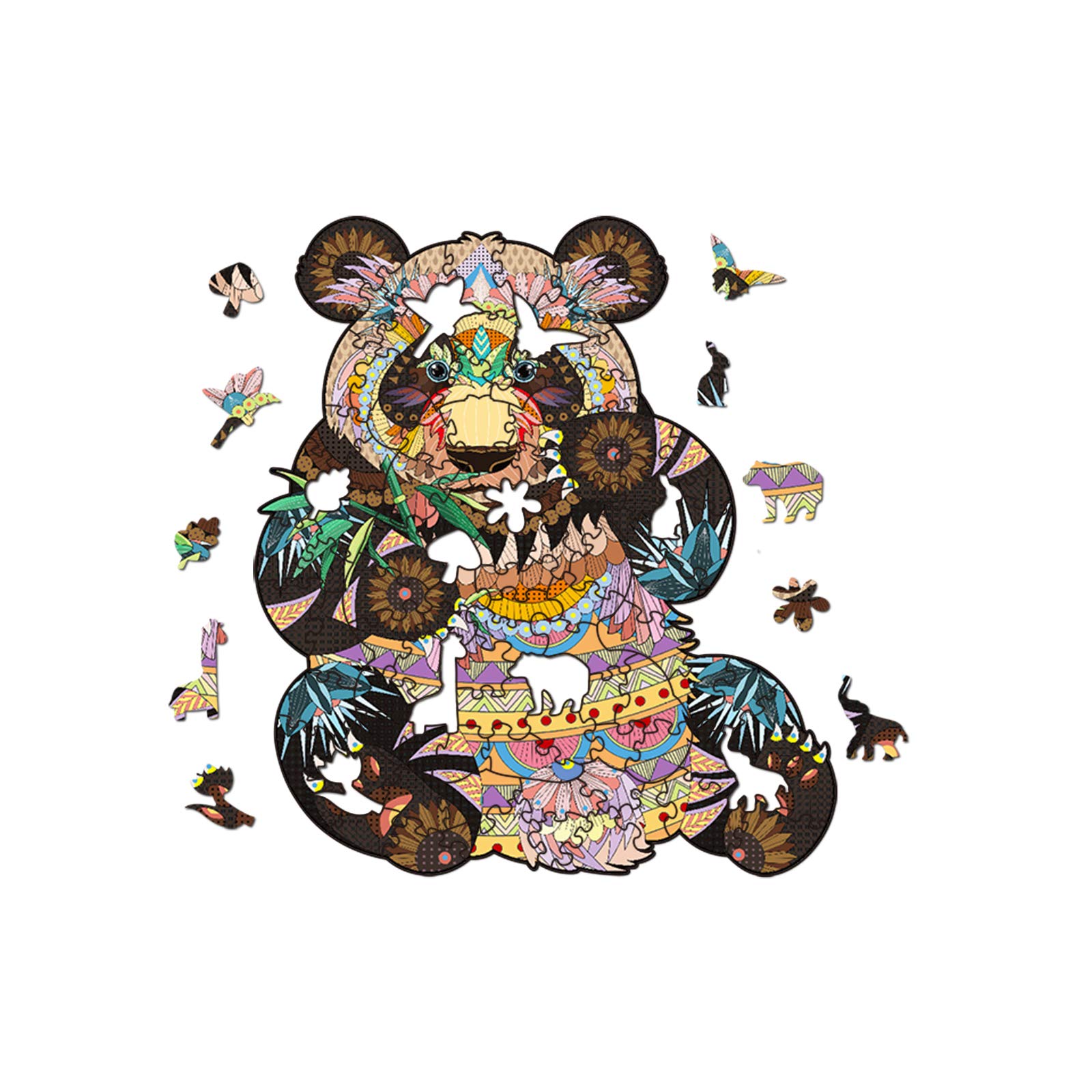 Premium Wooden Jigsaw Puzzle - Unique Panda Shaped Brain Teaser for Kids & Adults | Challenging Educational Toy | Perfect Gift for Birthday, Family Game Night & Stress Relief (Small Size)