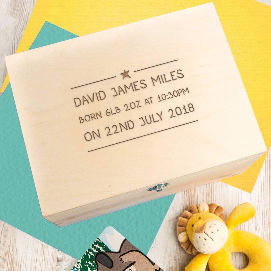 Personalized Baby Girl Wooden Keepsake Box - Engraved Memory Storage Box for Newborns - Unique Baby Shower Gift for New Parents - Perfect for Storing First Locks, Photos & Special Mementos