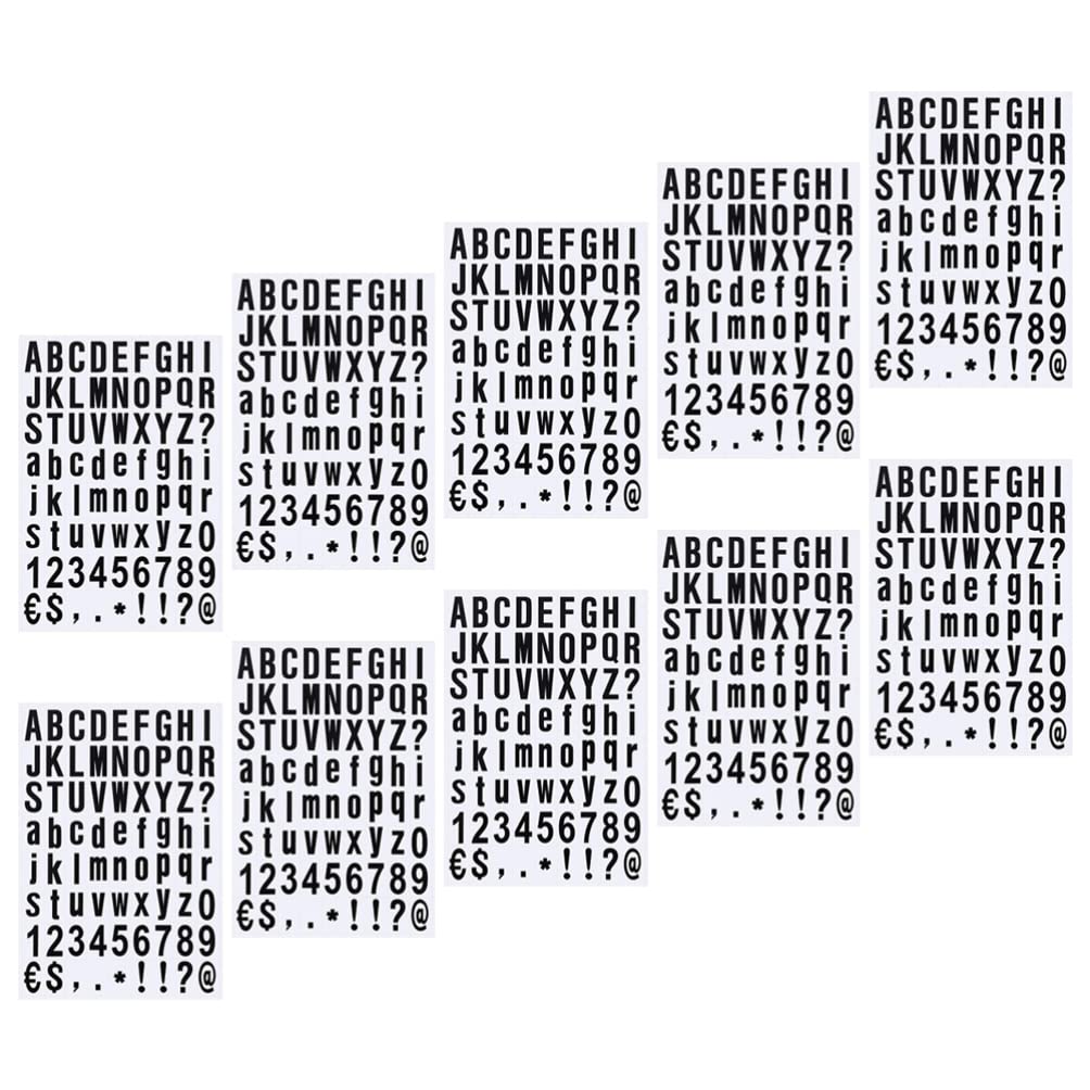 Jojofuny 10 Sheets Alphanumeric Stickers - Self-Adhesive Alphabet & Number Stickers for Bulletin Boards, Mailbox, DIY Crafts - Durable Vinyl Letter Decals for Home, Office & School Decor