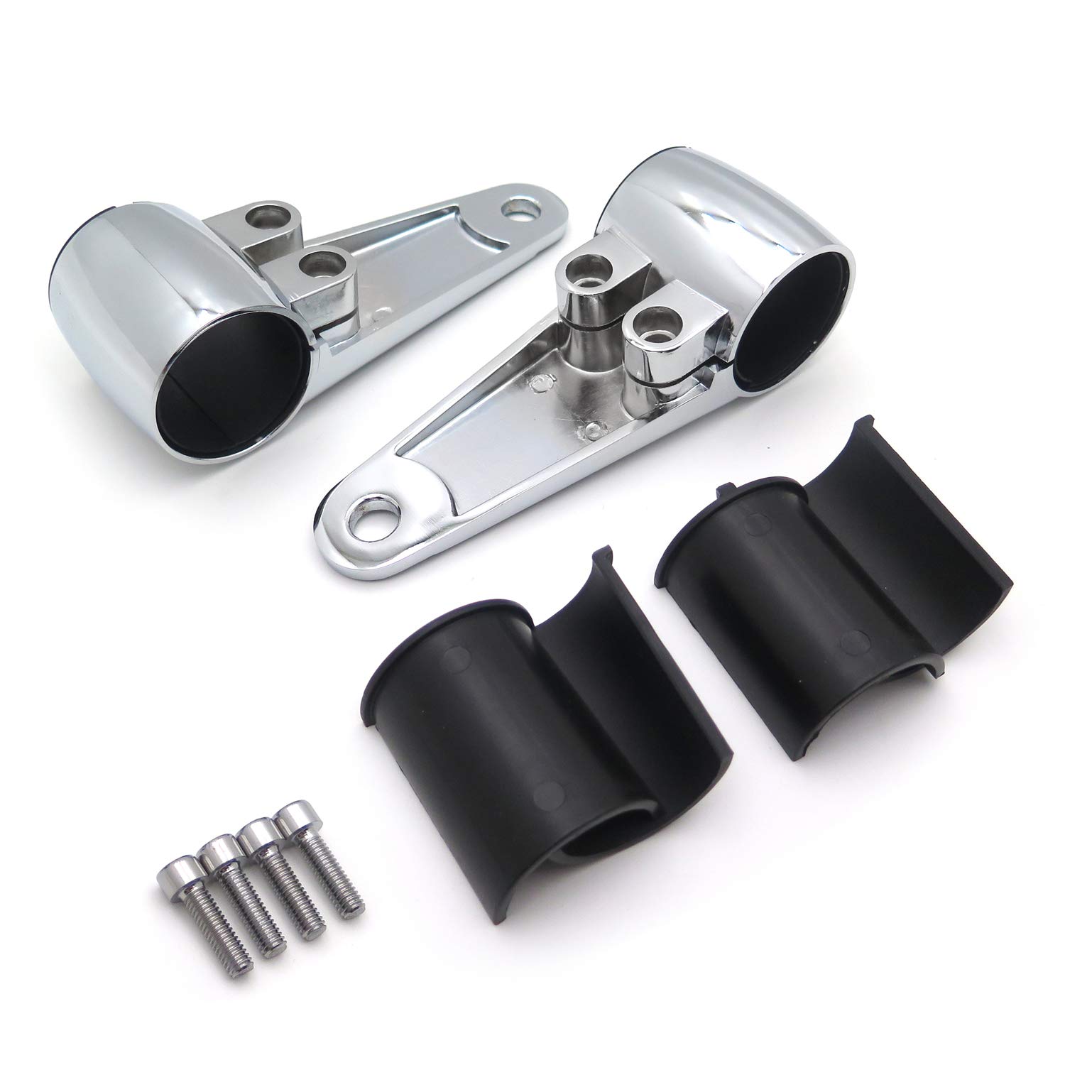 Chrome Billet Aluminum Headlight Fork Mounting Brackets - Compatible with 35mm, 39mm, 41mm Forks - Universal Fit for Motorcycle, Dirt Bike, Cruiser & Cafe Racer - Easy Installation & Durable Construction