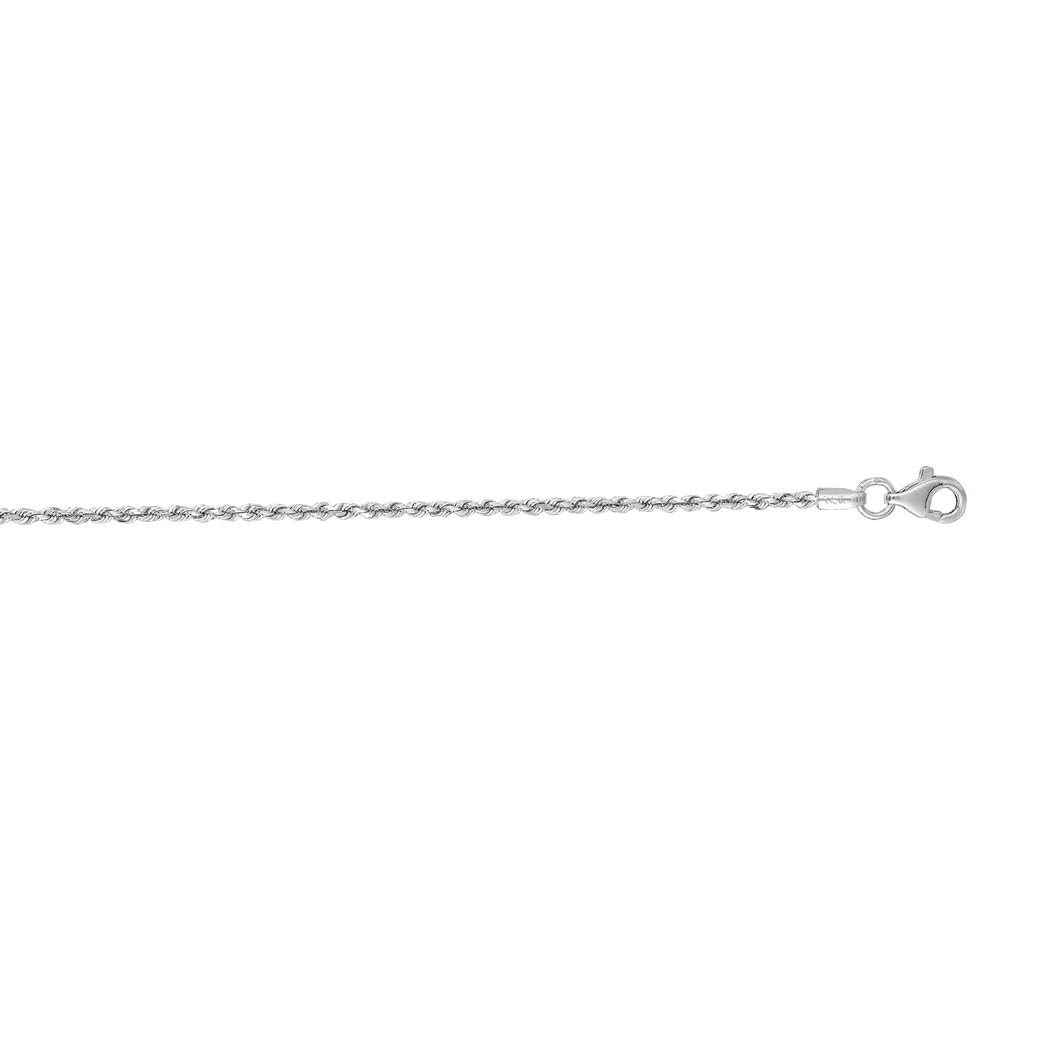 10K White Gold 1.5mm Sparkle Cut Rope Chain Necklace with Lobster Clasp - Durable Unisex Jewelry for Women & Men - Perfect for Weddings, Anniversaries and Everyday Elegance