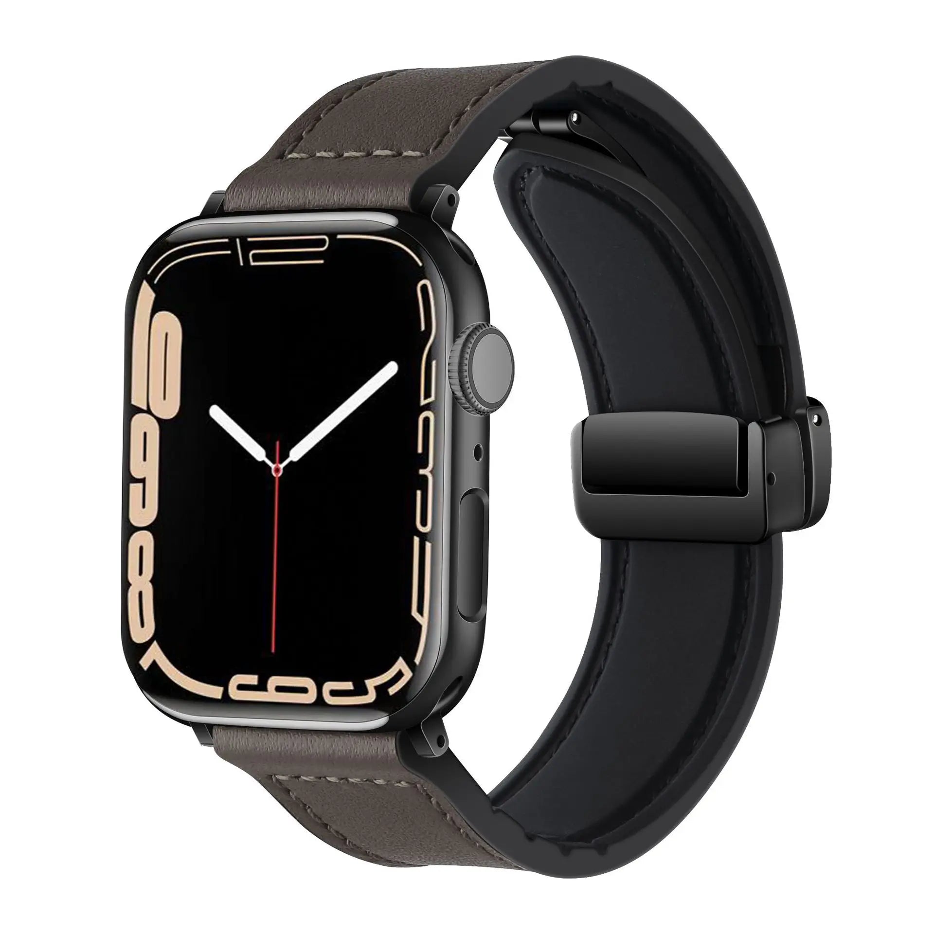 Premium Leather & Silicone Hybrid Watch Bands with Magnetic Clasp - Durable & Comfortable for Apple Watch, Samsung Galaxy, Fitbit - Perfect for Workouts, Office & Everyday Wear