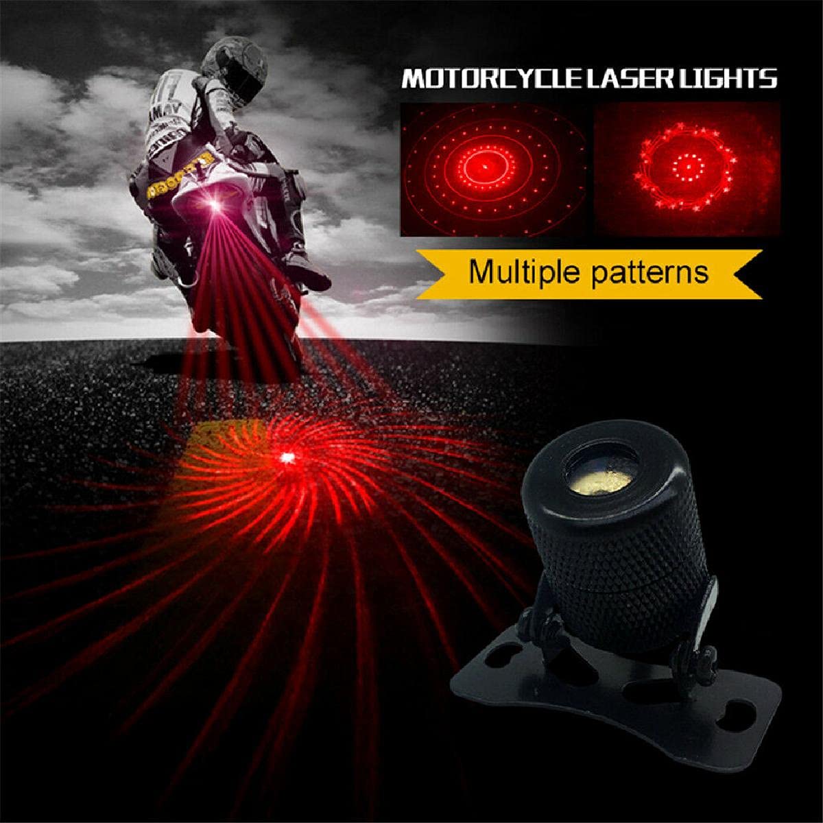 MACHSWON 6-in-1 LED Motorcycle Tail Light - Brake Signal & Rear Stop Lamp with Laser Design | High Visibility Safety Light for Night Riding & Custom Bike Builds