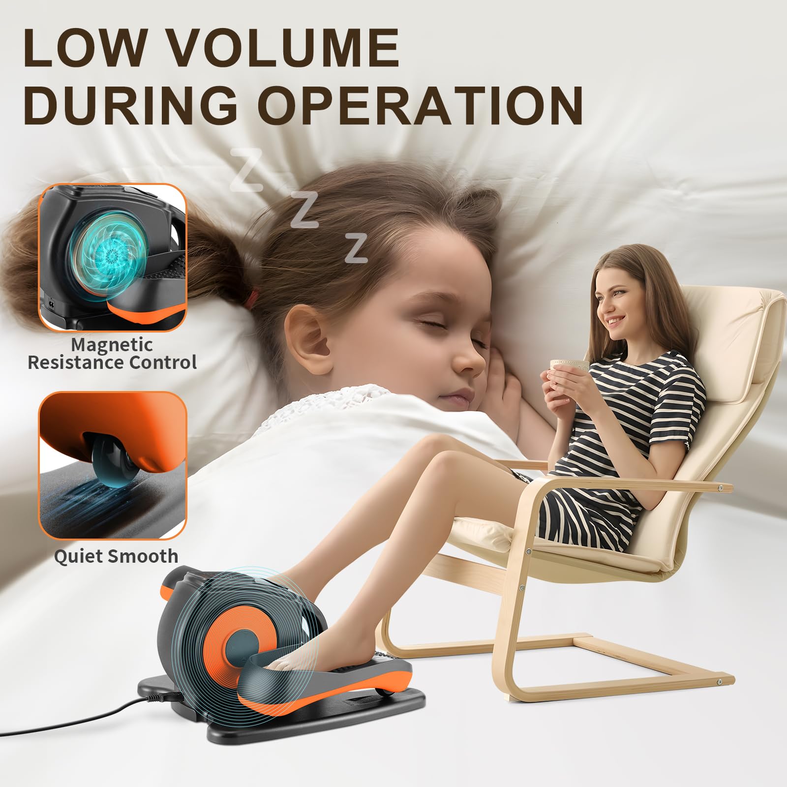 Under Desk Elliptical Machine - Electric Leg Exerciser for Seniors & Adults - Compact Seated Pedal Exerciser with Remote Control - Portable Elliptical Trainer with Non-Slip Pedals - Perfect for Home Office, Physical Therapy & Low-Impact Workouts
