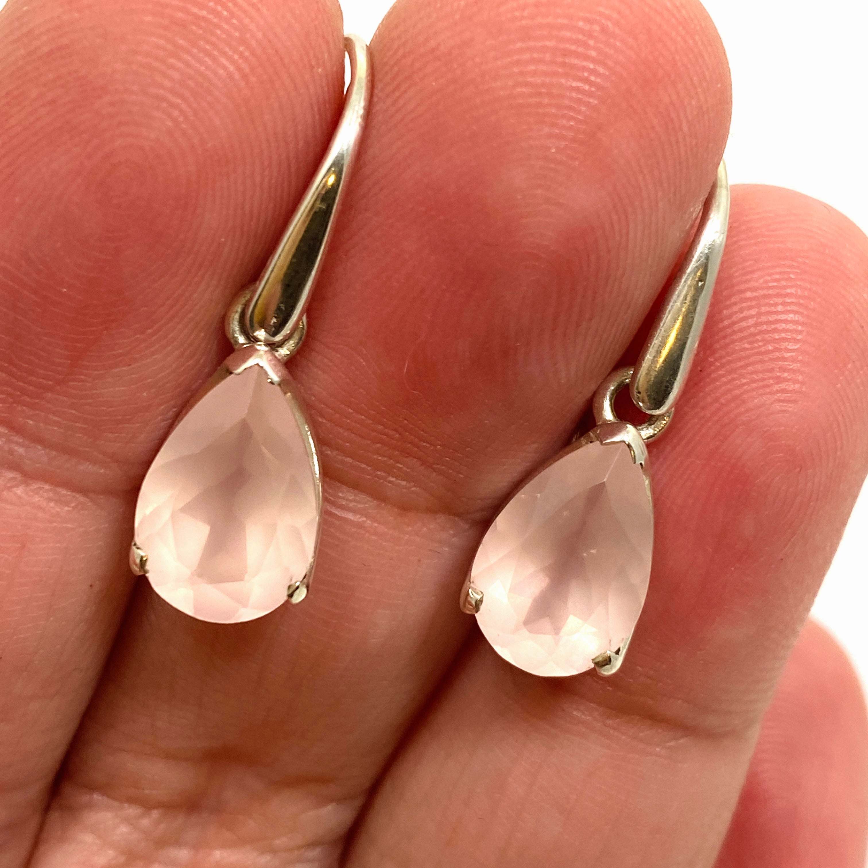 Rose Quartz Teardrop Faceted Earrings for Women - Dainty Crystal Drop Dangle Jewelry - Perfect for Weddings, Parties & Everyday Wear