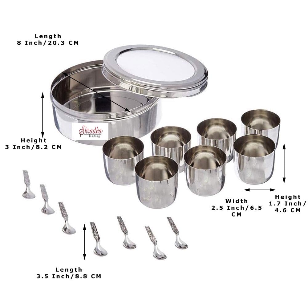 Premium Stainless Steel Masala Dabba - 7 Compartment Spice Storage Container with Transparent Lids | Airtight Indian Spice Box for Kitchen Organization | Perfect for Cooking, Gifting & Home Use