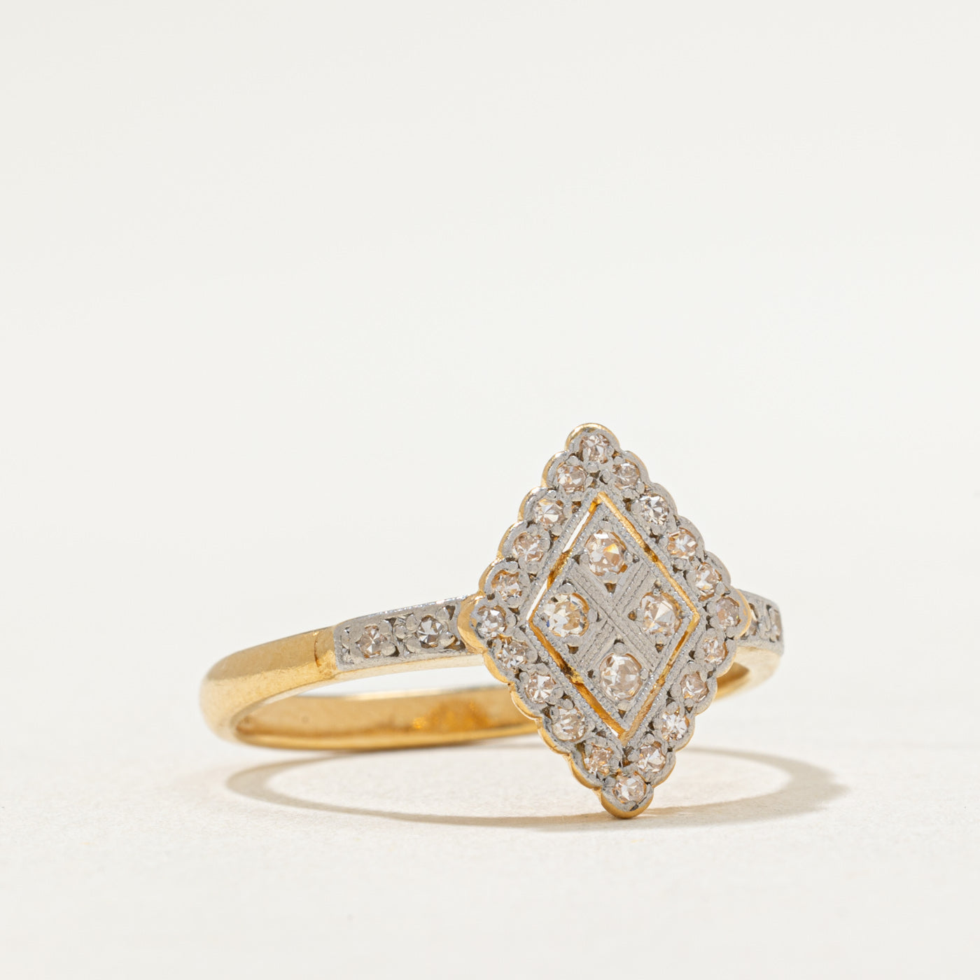 0.28ctw Diamond Rhombus Shaped Ring - Size 9 | Elegant Geometric Jewelry for Women | Perfect for Weddings, Anniversaries & Special Occasions