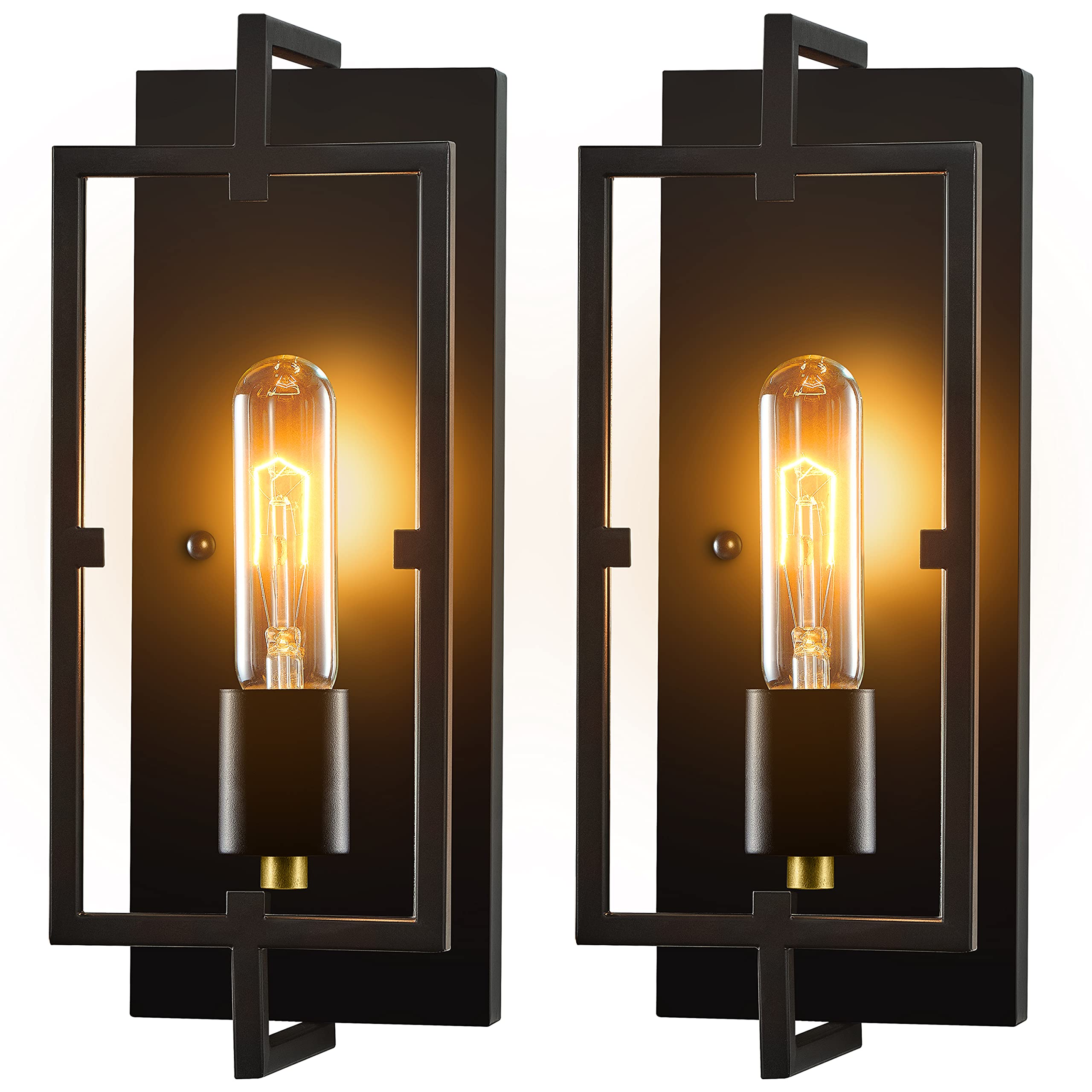 Rustic Wall Sconces Set of 2 - Farmhouse Industrial Wall Lights with E26 Base for Bedroom, Living Room, Kitchen & Bathroom | Hardwired Fixtures with Included Bulbs | Perfect for Home Decor, Bar Lighting and Cozy Ambiance