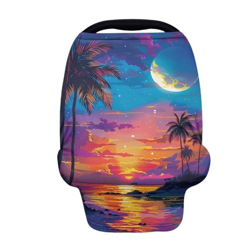 Hawaiian Palm Watercolor Moon Sky