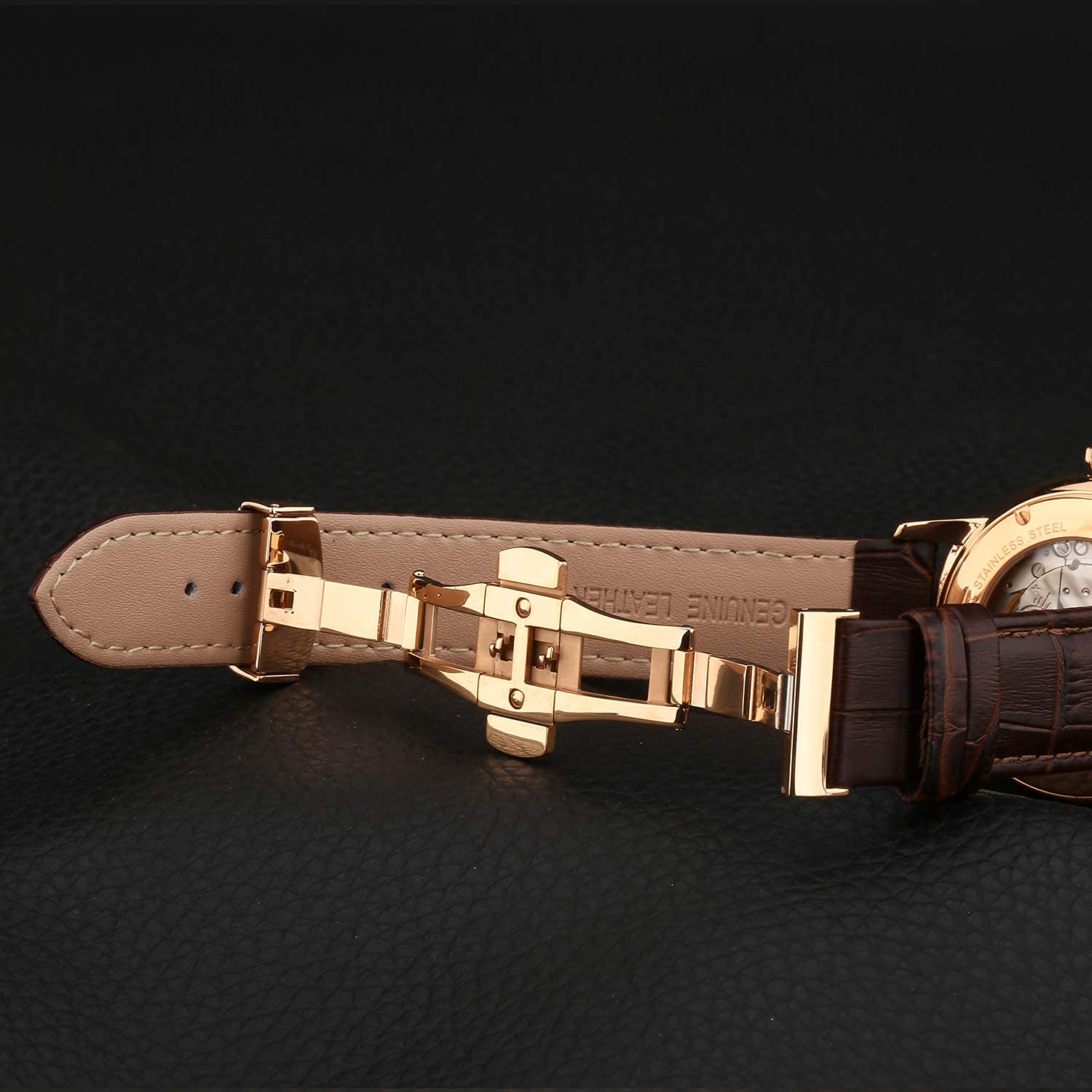 BERNY Ultra Thin Automatic Watch for Men - Minimalist Design with Genuine Leather Strap - Perfect for Business, Casual & Formal Occasions