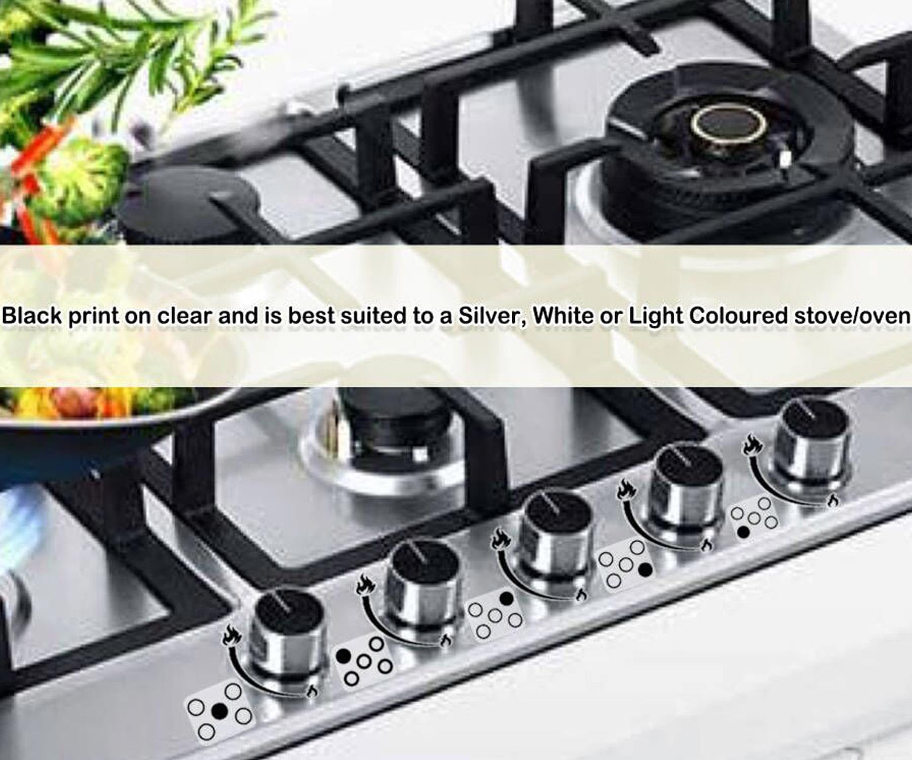 Flame Indicator Stickers - High Heat Resistant Oven Knob Labels for Stove, Cooktop & Hob - 2 Pack Adhesive Symbols for Safe Cooking & Easy Temperature Identification