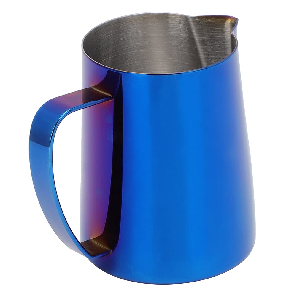 Premium Anti-Rust Stainless Steel Milk Frothing Pitcher for Latte Art - Large 20oz Coffee Frother Jug for Baristas, Coffee Shops & Home Use (Titanium Blue) | Perfect for Cappuccino, Latte & Hot Chocolate Making