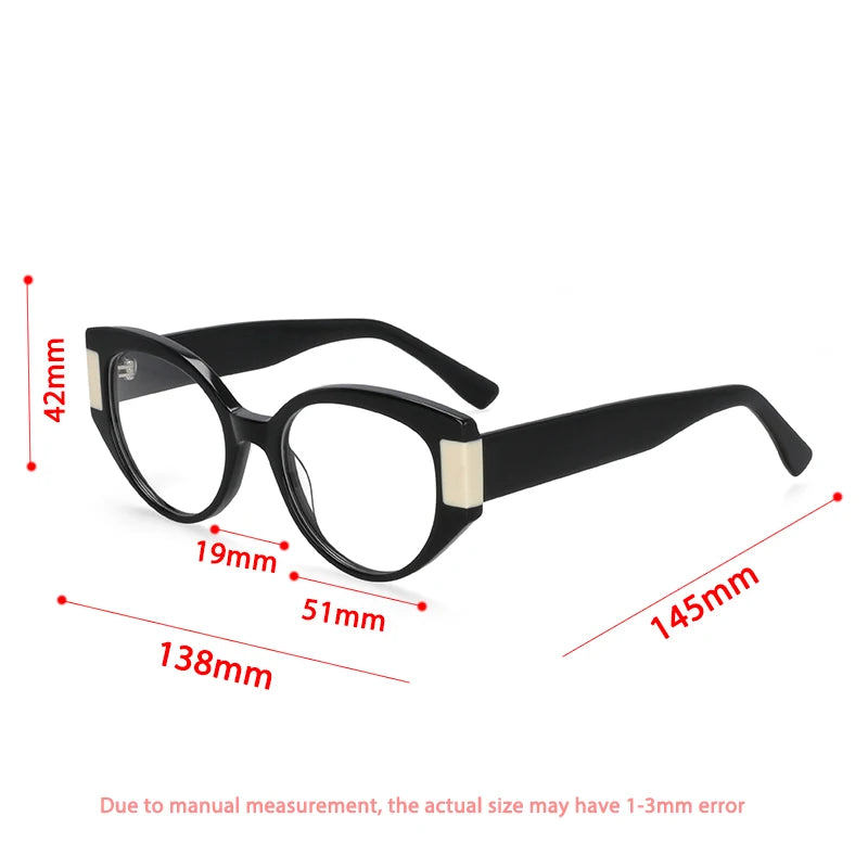 CCspace Unisex Full Rim Cat Eye Acetate Titanium Eyeglasses Frame 57203 - Stylish Lightweight Glasses for Men & Women - Perfect for Work, Reading, and Fashion Accessories