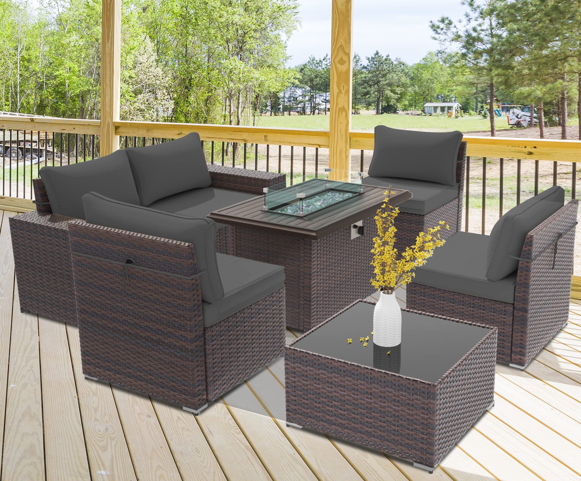 7-Piece Outdoor Patio Furniture Set with 43