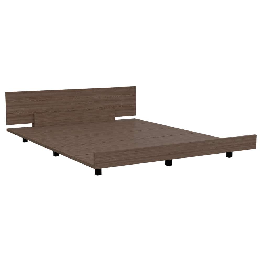 Kaia Miel Queen Size Bed Frame 160x190cm with Headboard - Modern Wooden Platform Bed for Bedrooms, Guest Rooms & Apartments