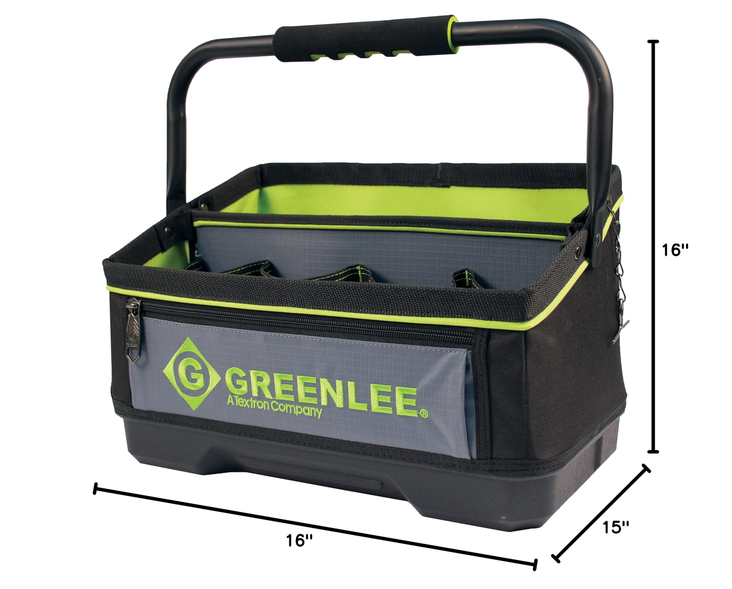 Greenlee 0158-25 Heavy Duty 16-Inch Open Tool Tote Bag for Electricians & Contractors - Durable Tool Storage for Job Sites & Workshops