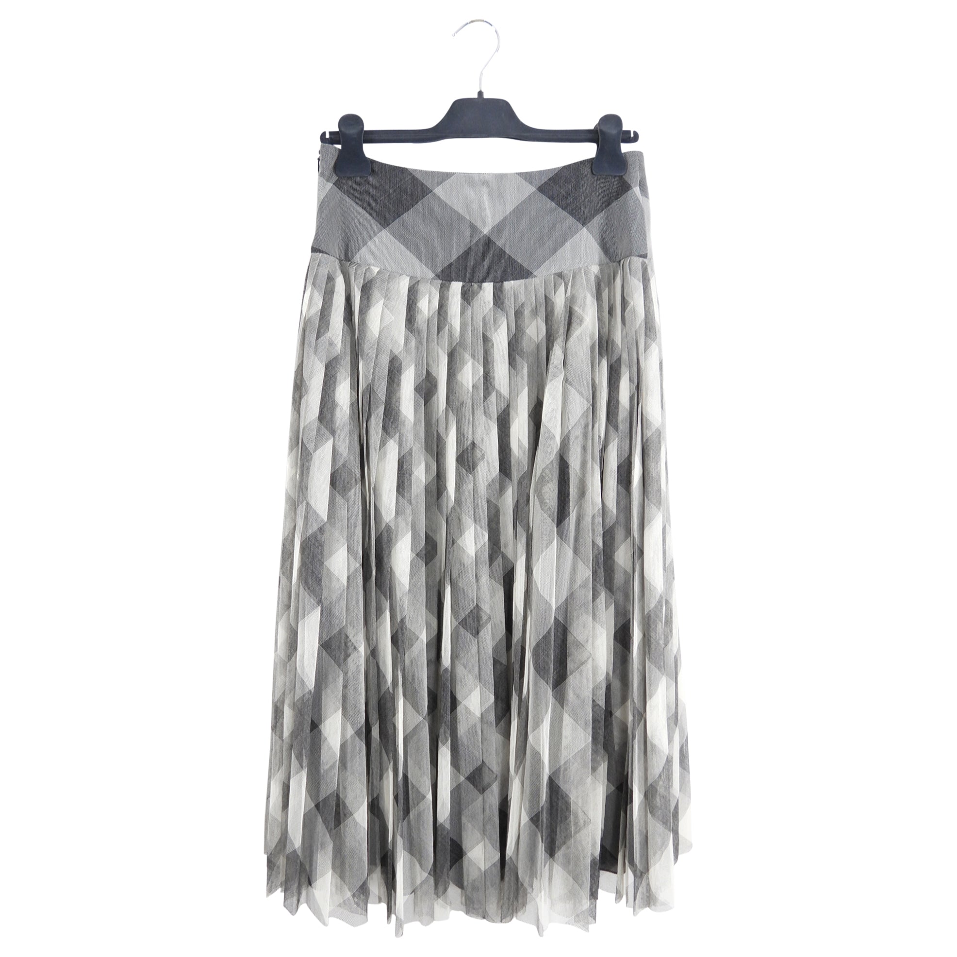 Christian Dior Grey Check Tulle Skirt - Elegant Women's Designer Skirt for Parties, Weddings & Special Occasions