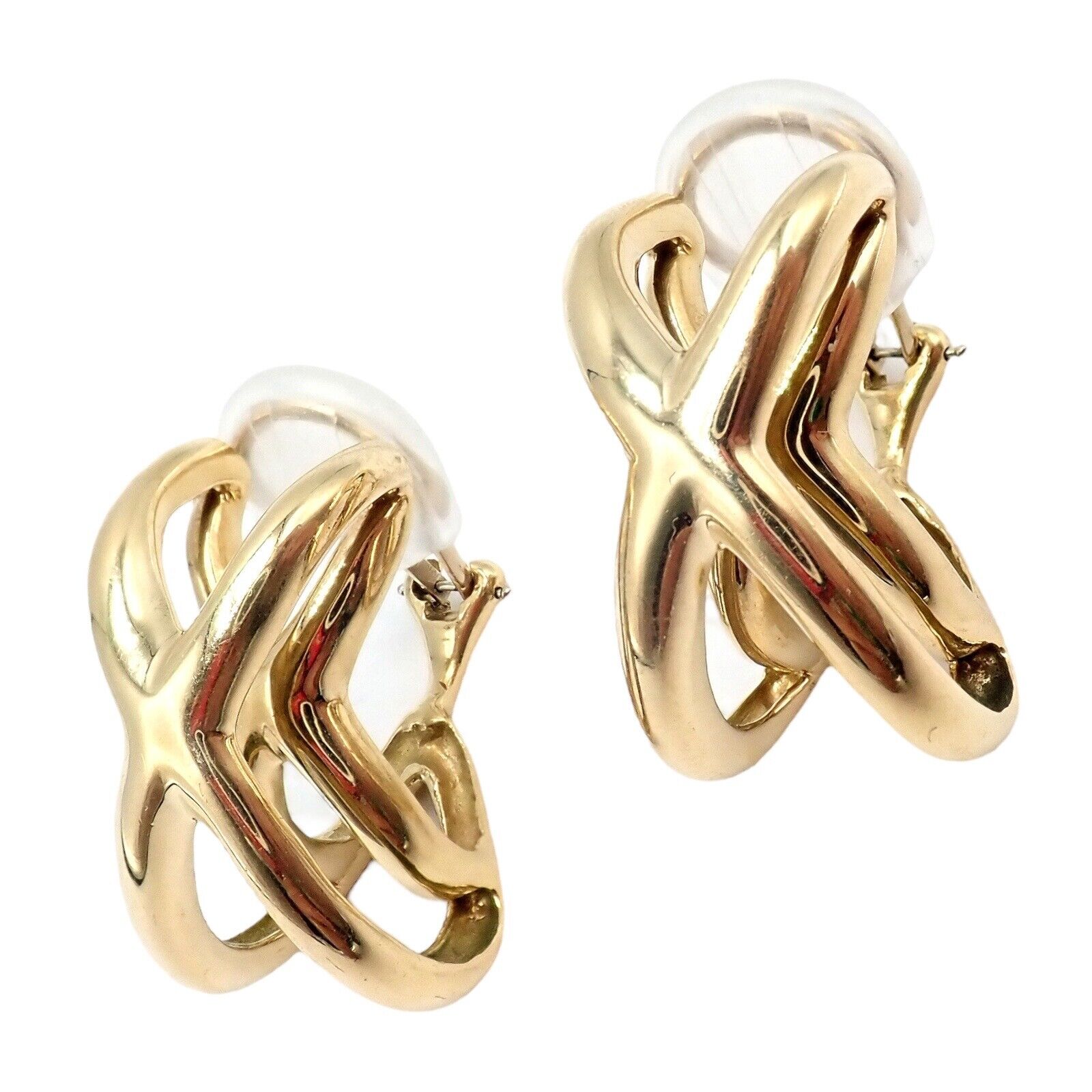 Vintage Tiffany & Co Claflin 18k Yellow Gold Large Double X Crisscross Earrings - Luxury Statement Jewelry for Women, Perfect for Weddings & Special Occasions