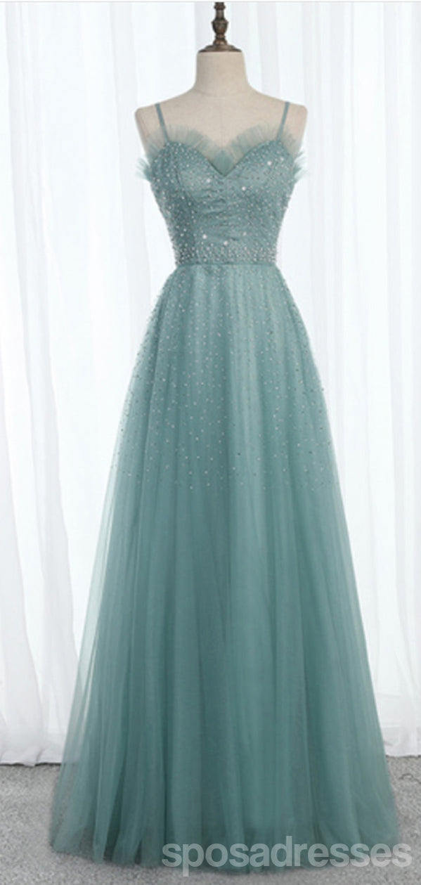 Elegant Blue A-Line Spaghetti Strap Maxi Long Prom Dress for Women | Formal Evening Gown | Perfect for Homecoming, Prom Night & Special Occasions