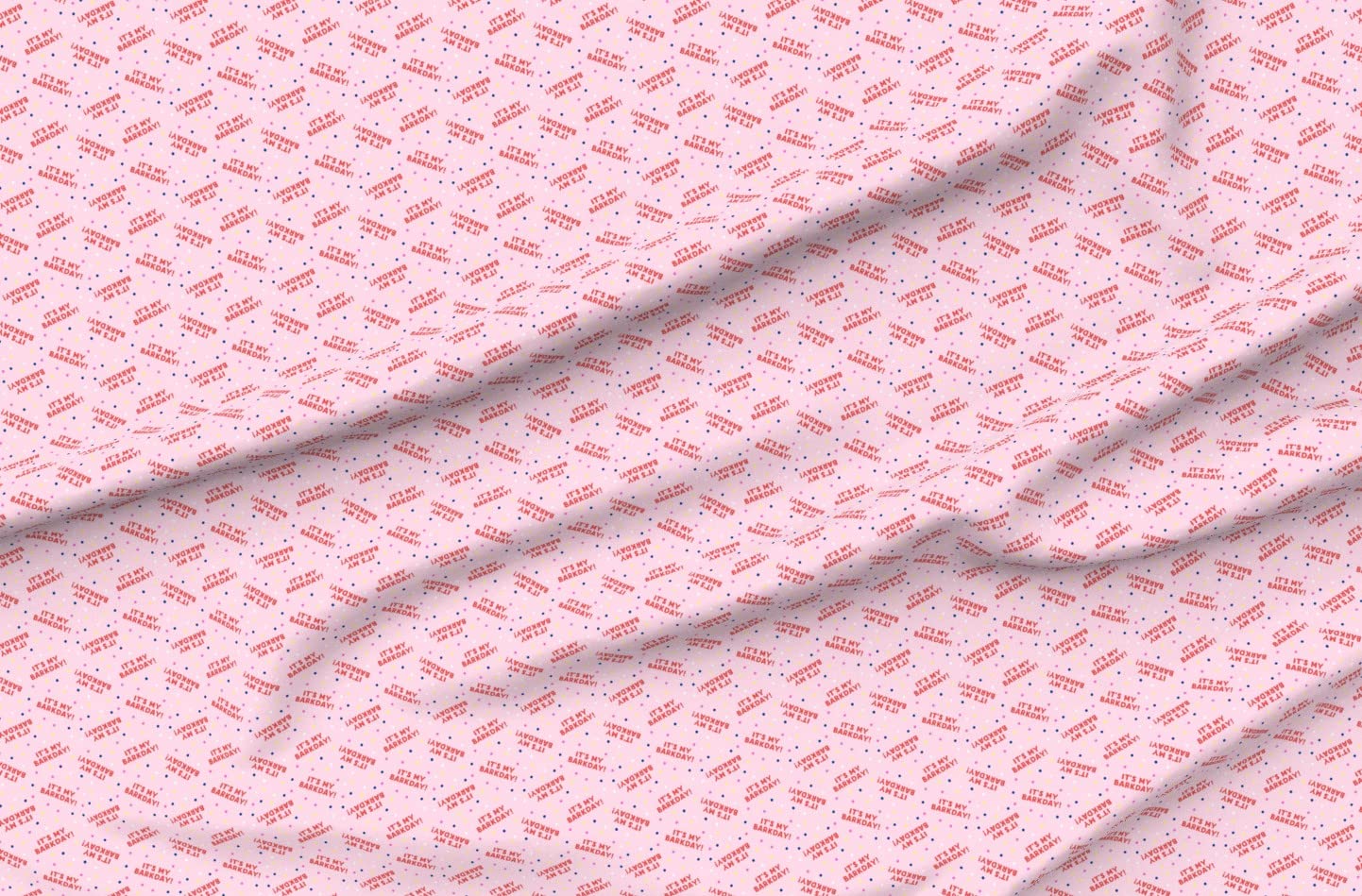 Small Scale Barkday Red Pink Dog Cute Confetti Birthday Printed Cotton Poplin Fabric - Fat Quarter for Sewing, Quilting, Dresses & Crafts | Perfect for DIY Pet Apparel, Home Decor & Gift Wrapping