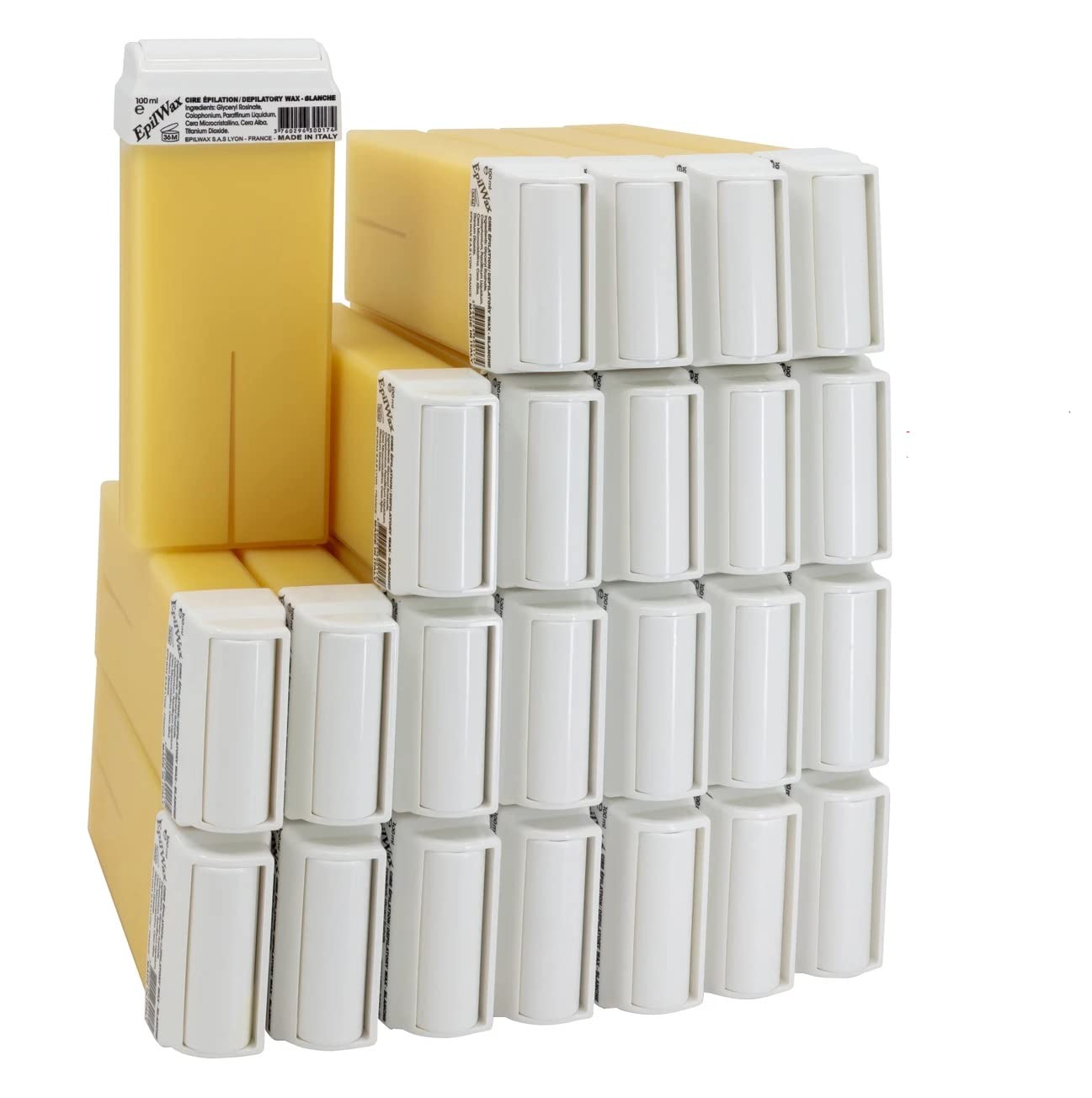 EPILWAX S.A.S Disposable Wax Roll-On Set of 24 - White Wax Strips for Legs, Armpits & Body Hair Removal - Smooth Skin at Home or Salon