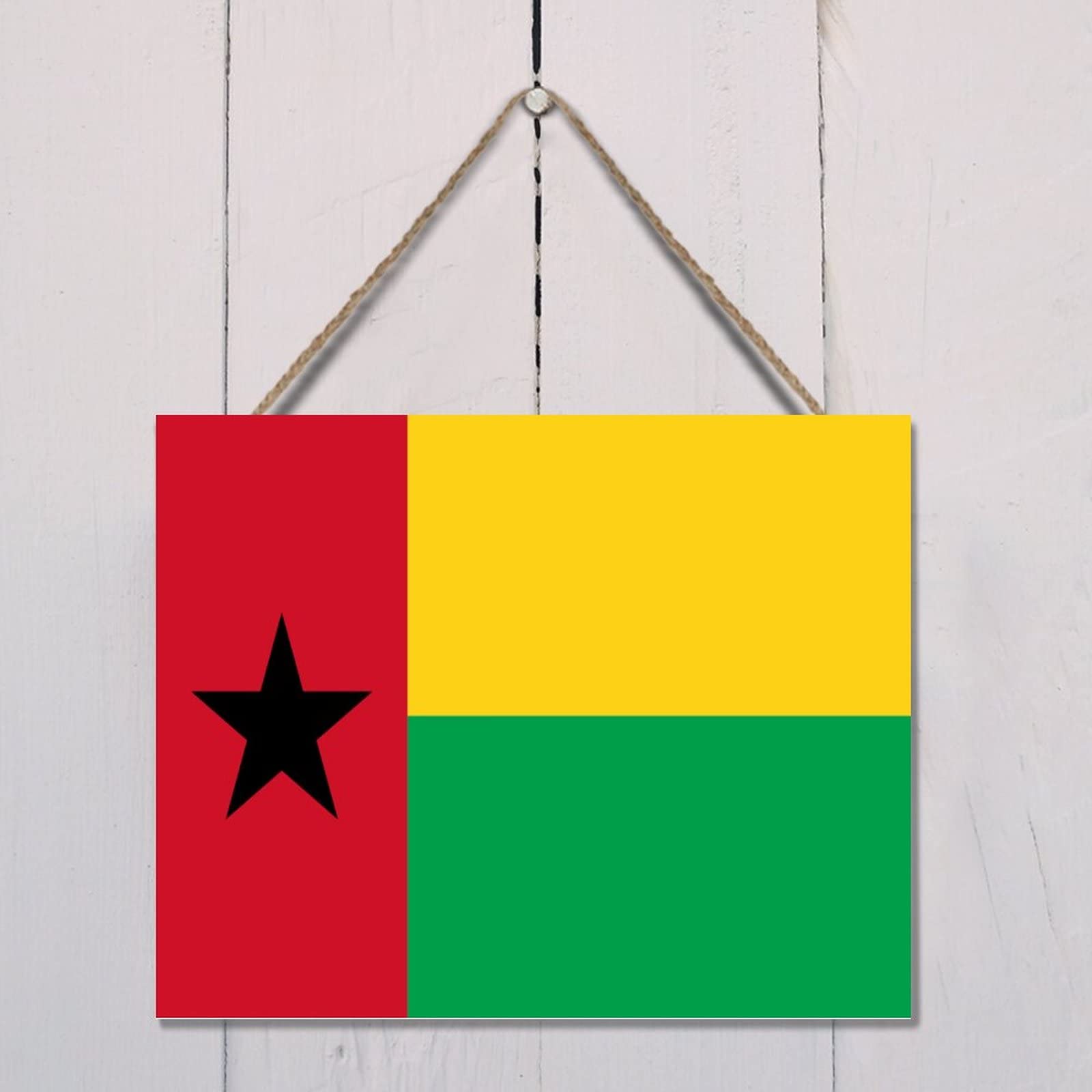 Guinea-Bissau Flag Wooden Plaque - Patriotic Home Decor, Rustic Wood Sign for Wall Hanging, Personalized Door Sign (8x10 Inches) - Perfect for Playroom, Office, or Man Cave Decor