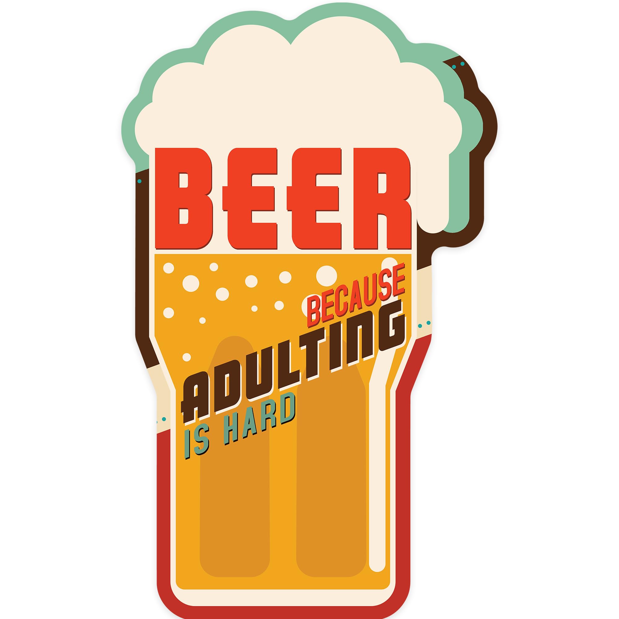 Funny Adulting is Hard Beer Die Cut Vinyl Sticker - 3 to 6 Inch Waterproof Decal for Cars, Water Bottles, Laptops & Coolers - Perfect for Office Humor, Gifts & Home Decor