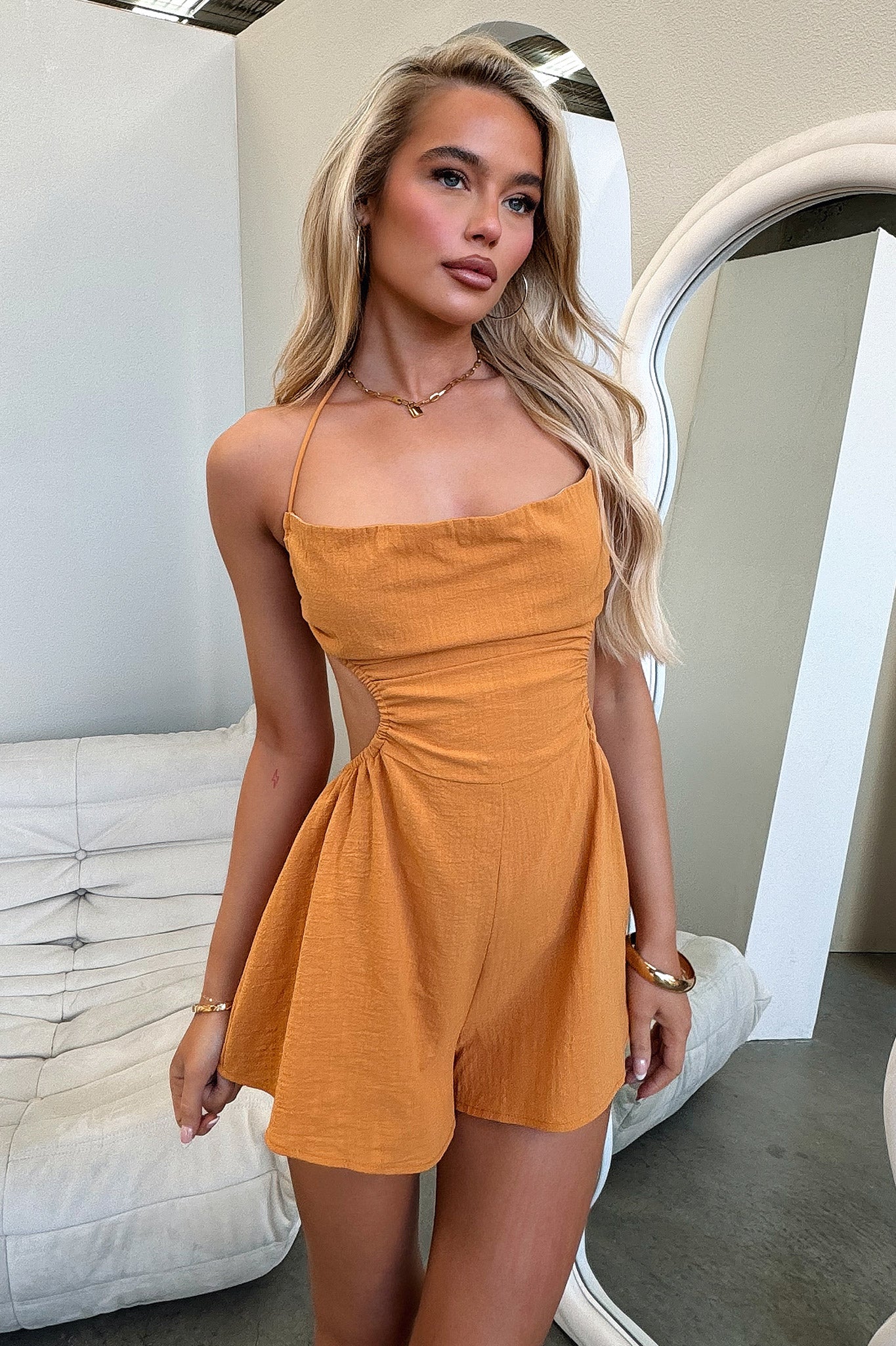 Burnt Orange Playsuit for Women - Stylish One-Piece Jumpsuit | Perfect for Summer Outfits, Beach Vacations, and Casual Wear