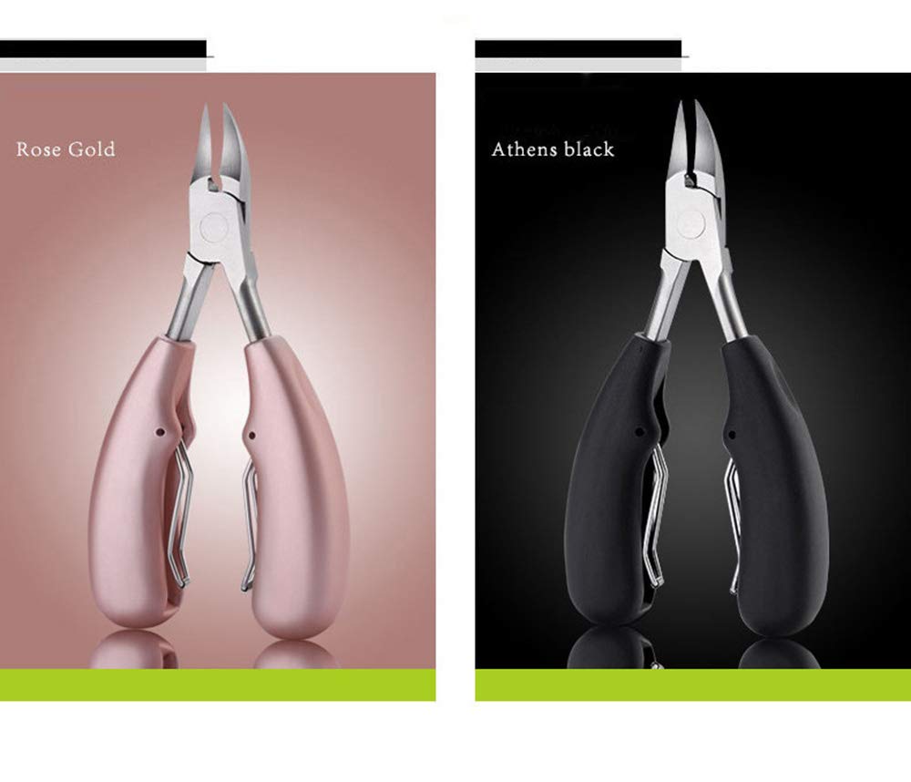 Premium Surgical Grade Stainless Steel Nail Clippers for Ingrown & Thick Toenails - Sharp Blades with Ergonomic Soft Grip Handle - Professional Pedicure & Toenail Care Tool (Black) - Perfect for Home Use, Travel, and Salon Professionals