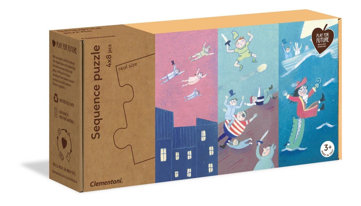 Clementoni Little Puzzle - 16-Piece Recycled Materials Fairy Tales Sequence Puzzle for Kids | Educational Toy for Preschool Learning & Storytelling Play