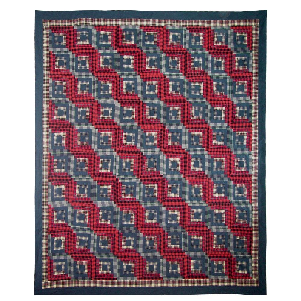 Patch Magic Red Log Cabin Quilt Twin Size 65