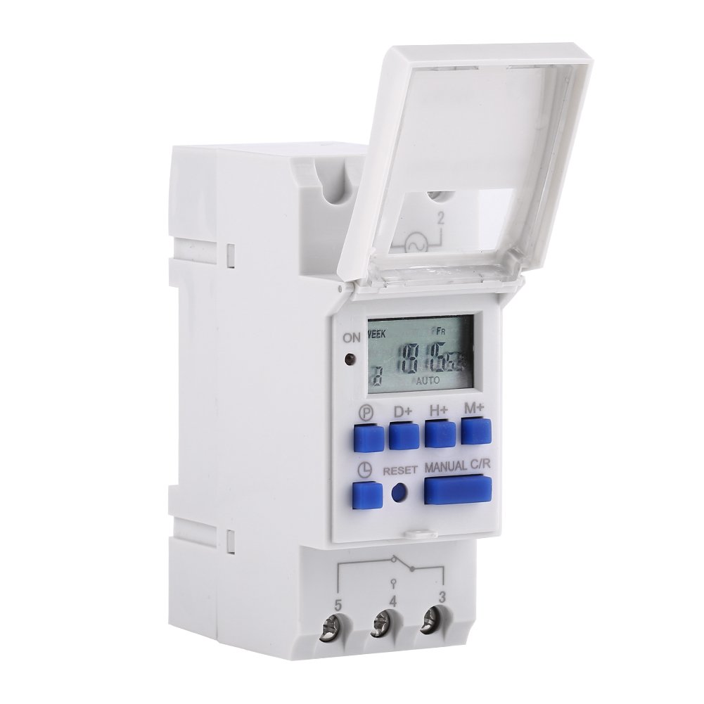 1Pc Digital Programmable Timer with LCD Display - Weekly Programmable Electronic Relay Switch, 16 ON/OFF Settings, 3000W 15A (110V) - Perfect for Home Automation, Aquariums, Grow Lights, and Electrical Appliances