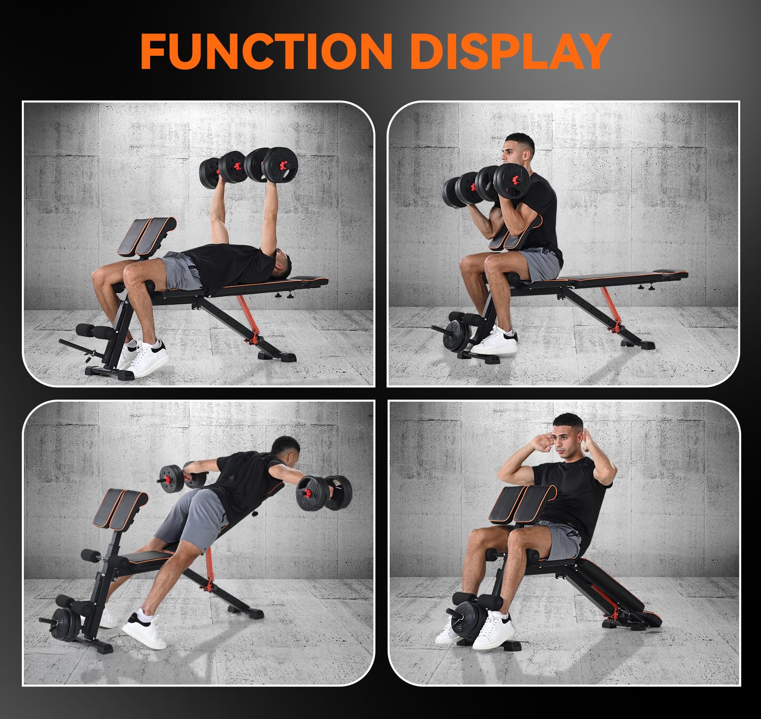 Dskeuzeew Folding Adjustable Weight Bench - 300kg/660LB Capacity Home Gym Equipment for Strength Training & Workouts | Perfect for Small Spaces & Home Fitness