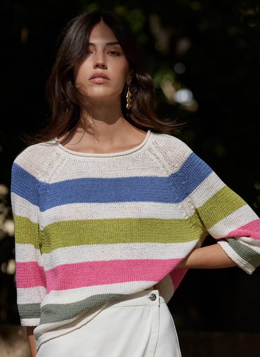93522 White Multi Pullover Sweater - Cozy & Stylish Women's Knitwear for Casual Outfits, Fall & Winter Fashion | Perfect for Layering, Office Wear & Weekend Relaxation